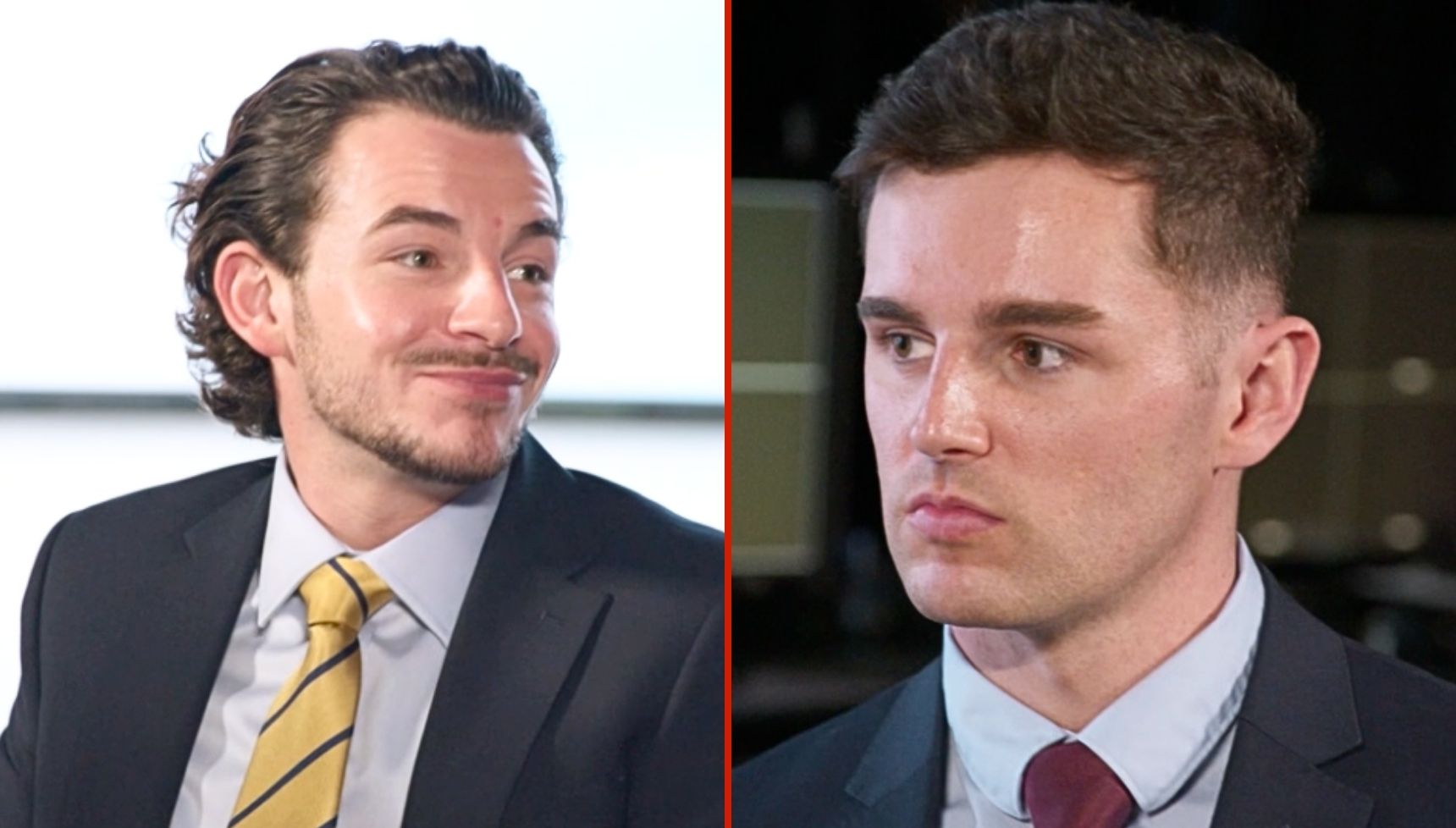 Kieran and Conor in separate images in The Apprentice