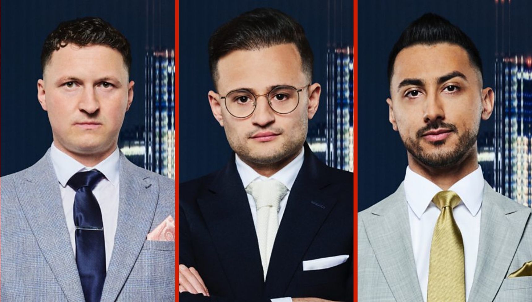 Levi, Lawrence, and Rajan in The Apprentice series 20