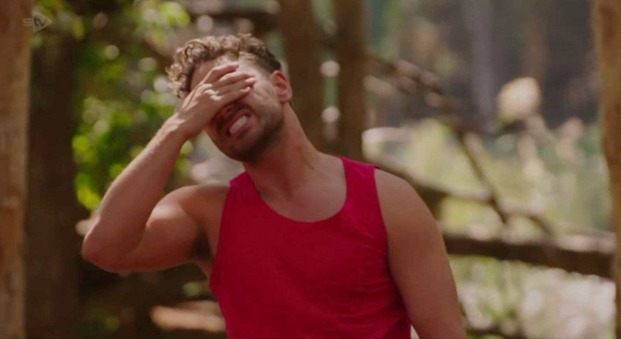 Adam Thomas looking frustrated on I'm A Celebrity 