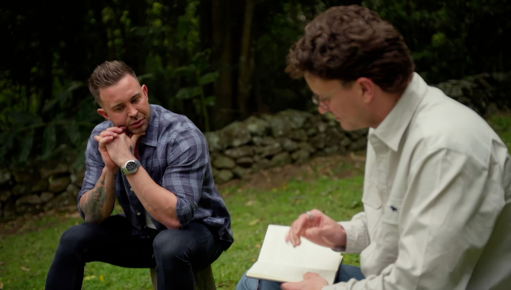 Sam asks Chris questions from his notebook on MAFS 