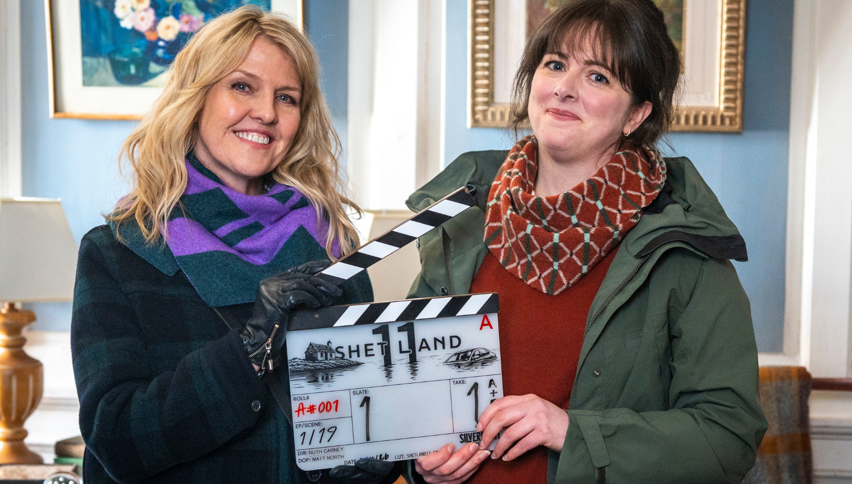 Ashley Jensen and Alison O'Donnell as DI Ruth Calder and DI Alison 'Tosh' McIntosh in Shetland series 11