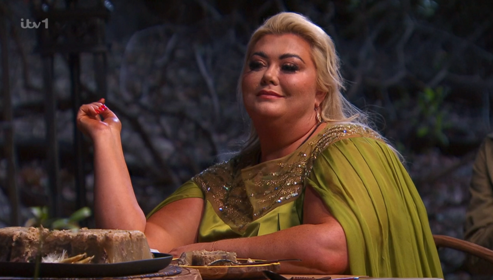 Gemma Collins doing her eating trial on I'm A Celebrity
