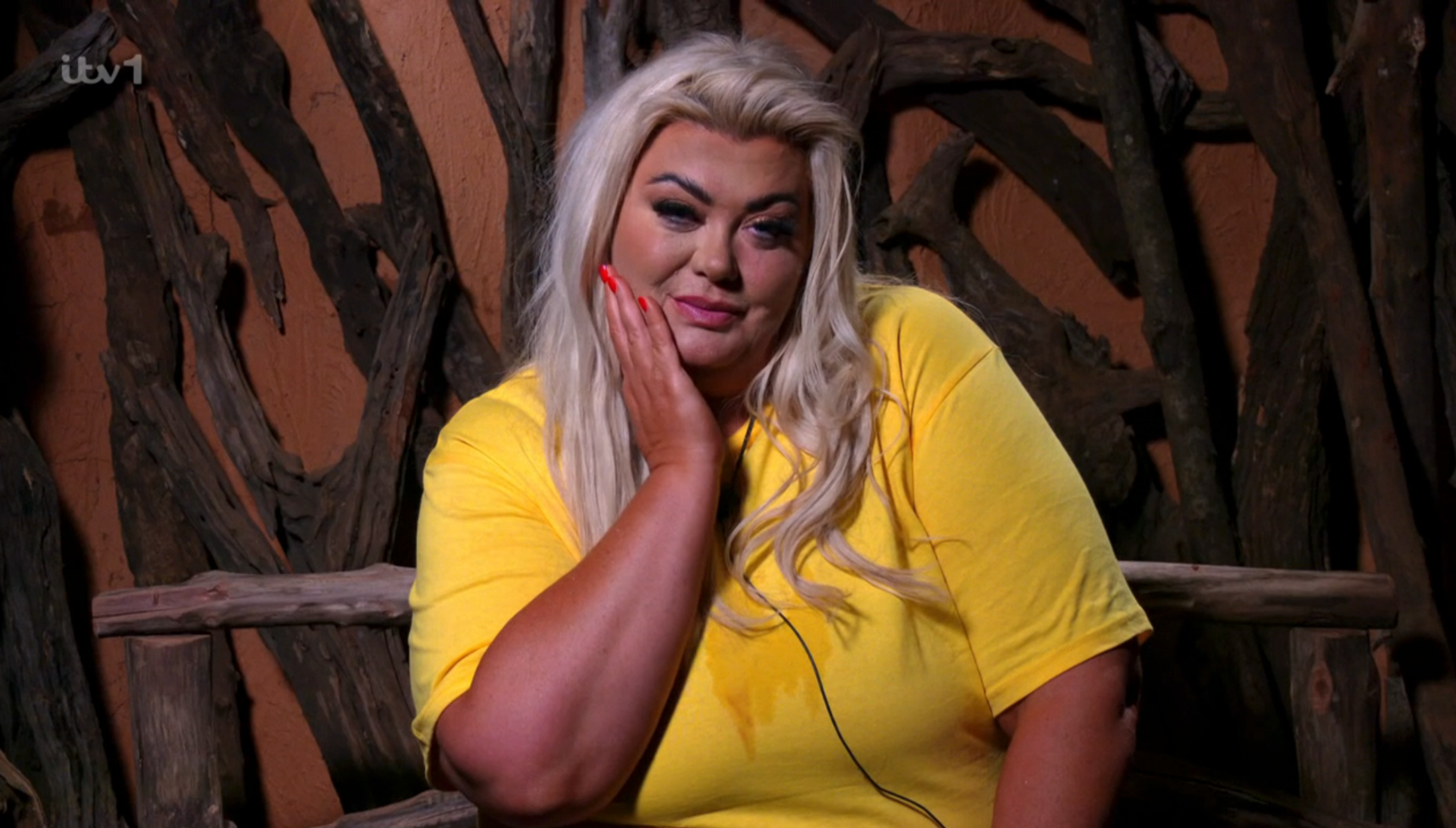 Gemma Collins in a yellow T-shirt