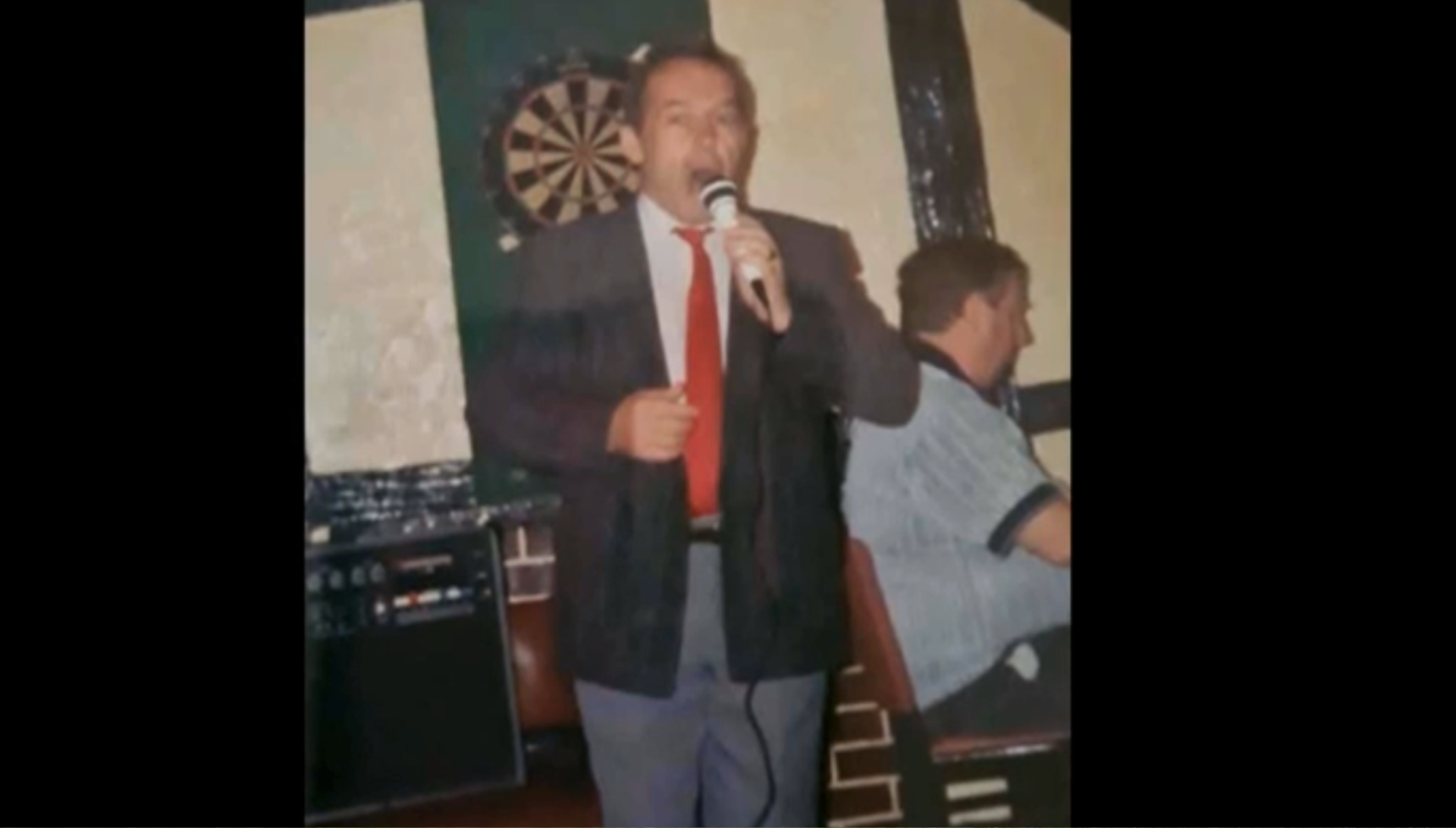 Alan singing in the pub