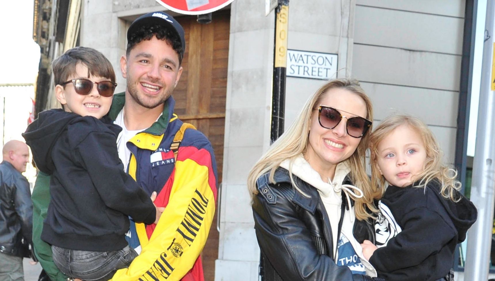 Adam Thomas with his wife and kids