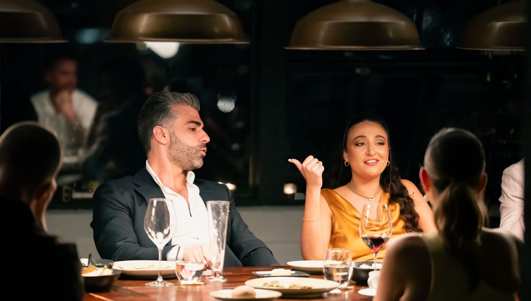 Juliette and Joel at the dinner party