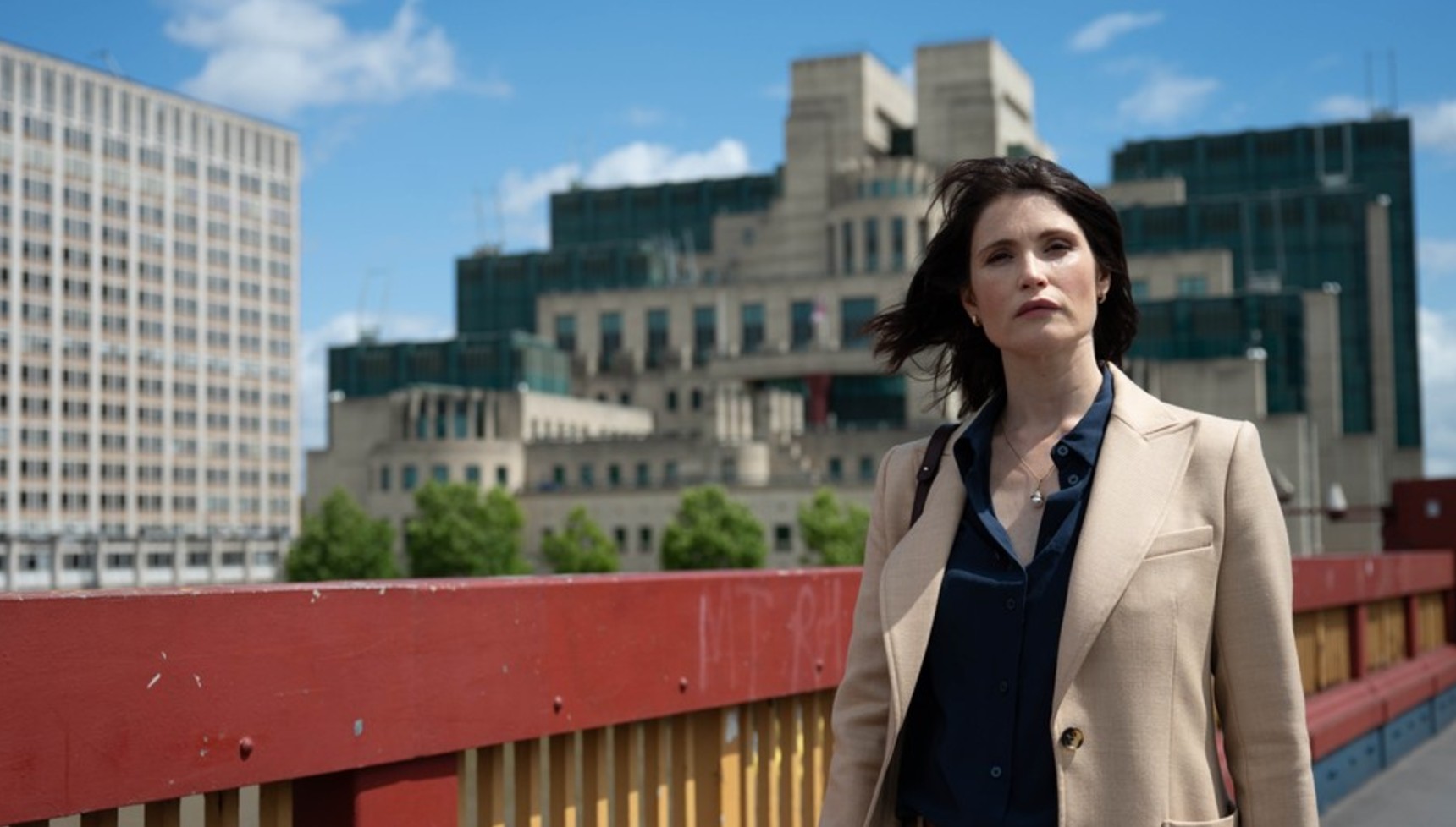 Gemma Arterton outside the SIS building in Secret Service