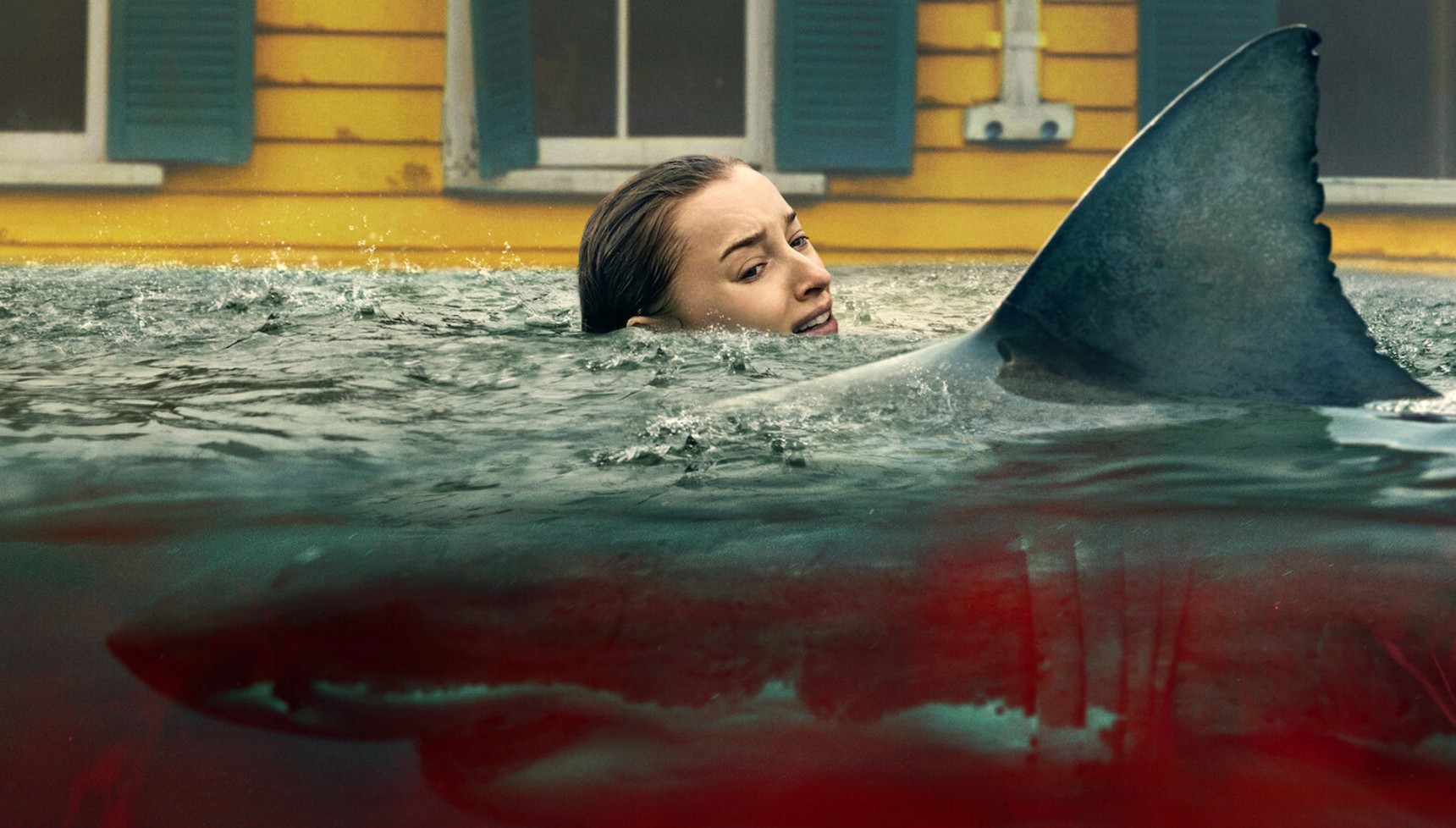 Phoebe Dynevor and a shark in Thrash