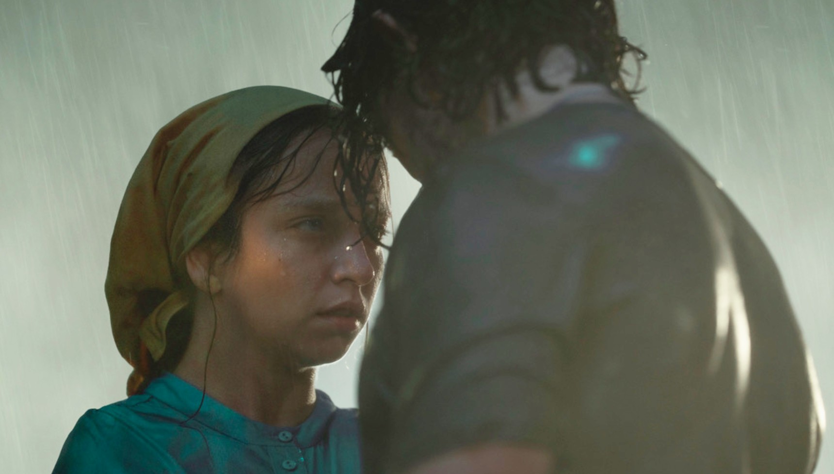 Rosie and Sam in the rain in Unchosen