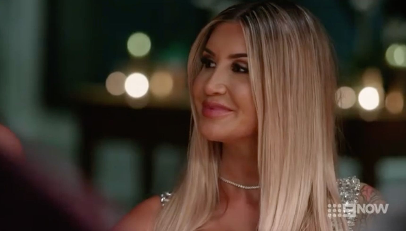 Gia smiling as Bec starts yelling at Danny and Steph on MAFS Australia 