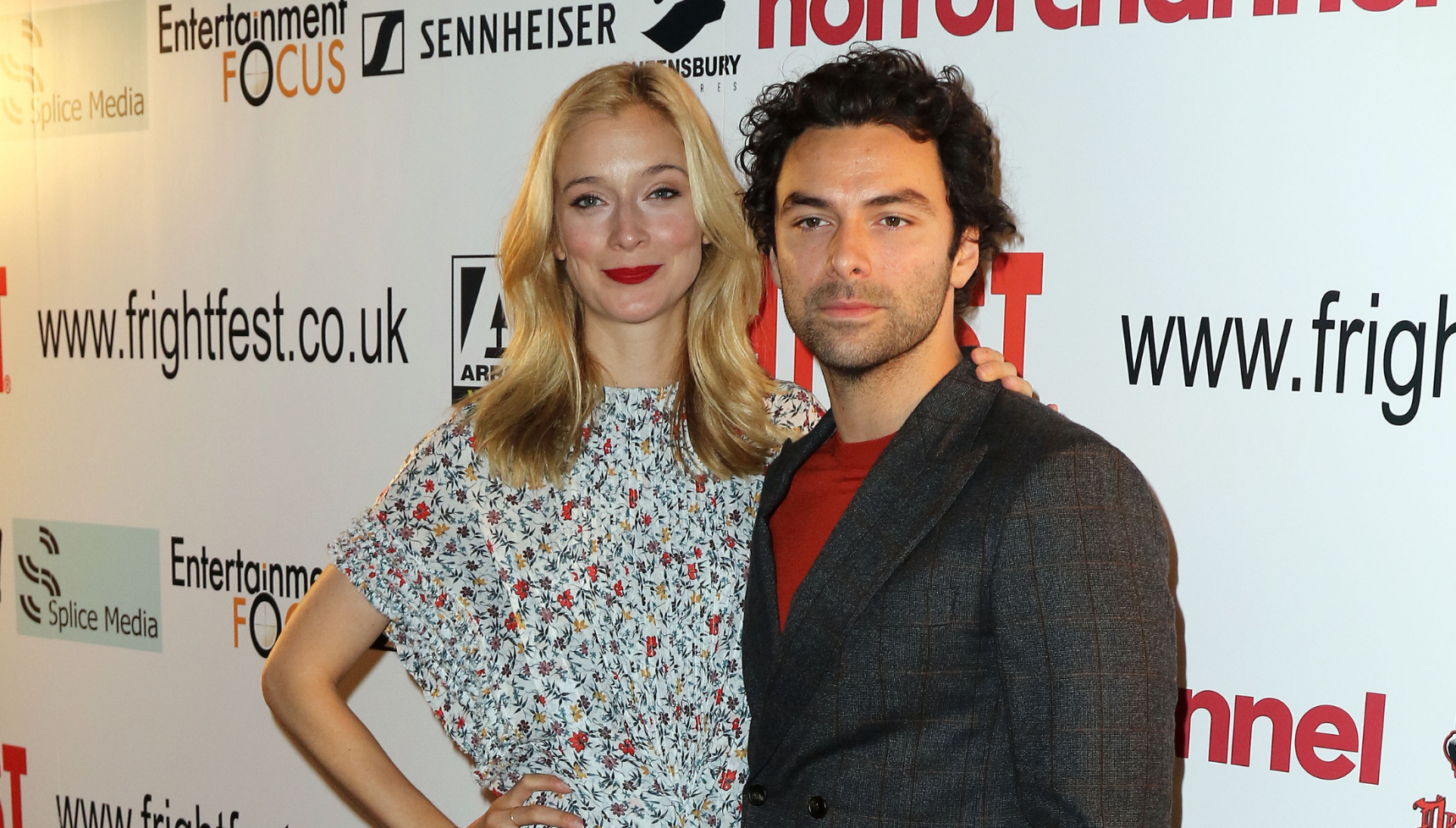 Aidan Turner and Caitlin FitzGerald
