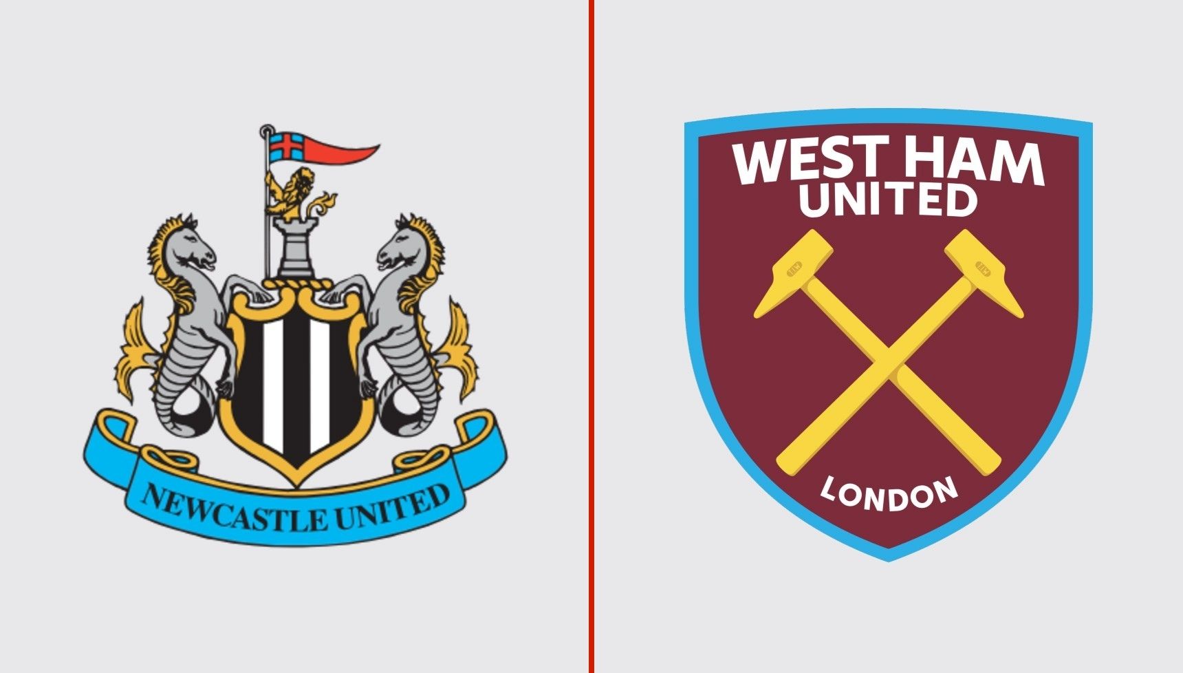 Newcastle United and West Ham United's logos