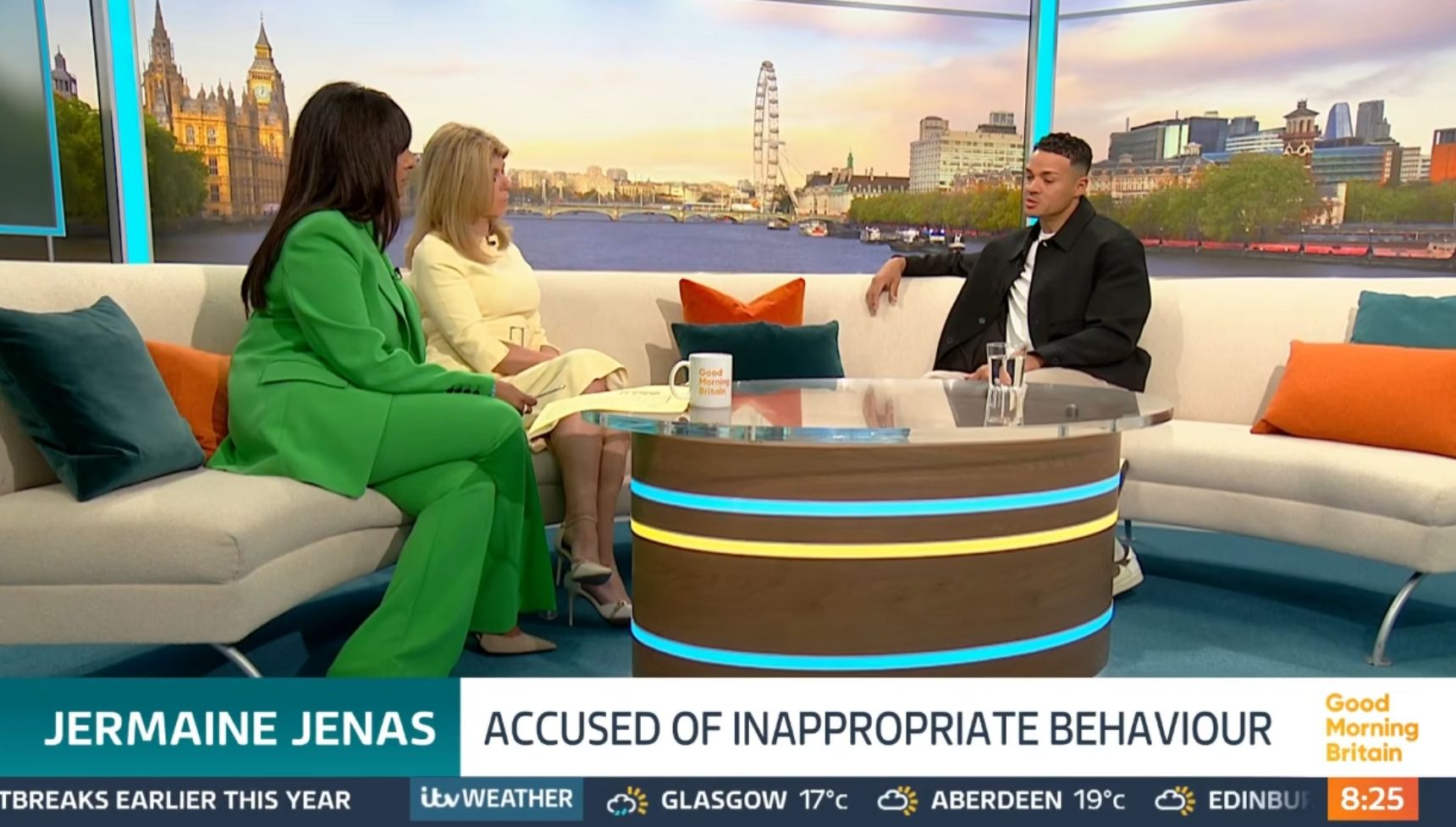 Jermaine Jenas speaking to Ranvir Singh and Kate Garraway on GMB