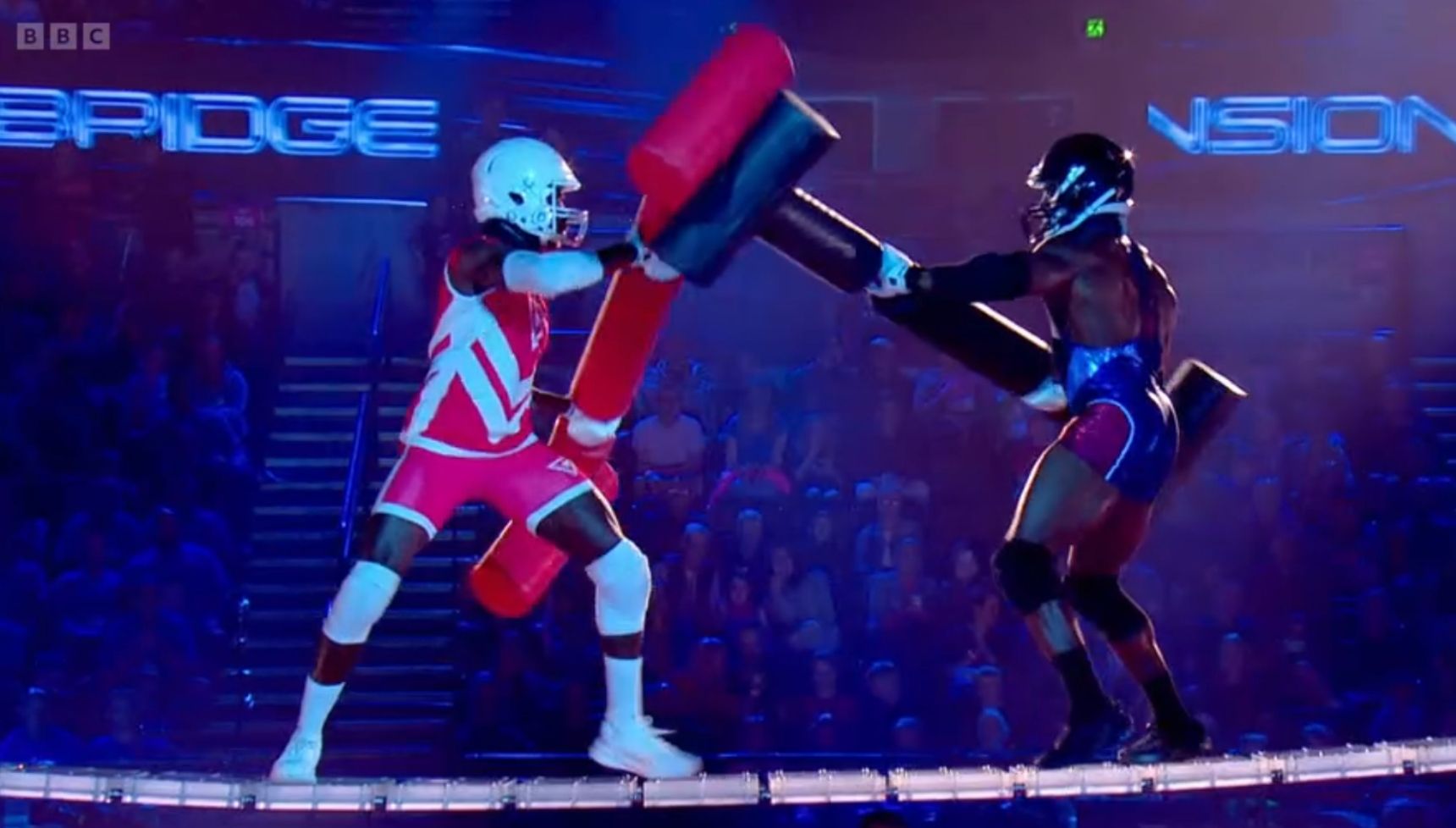 Gladiators fighting on BBC show