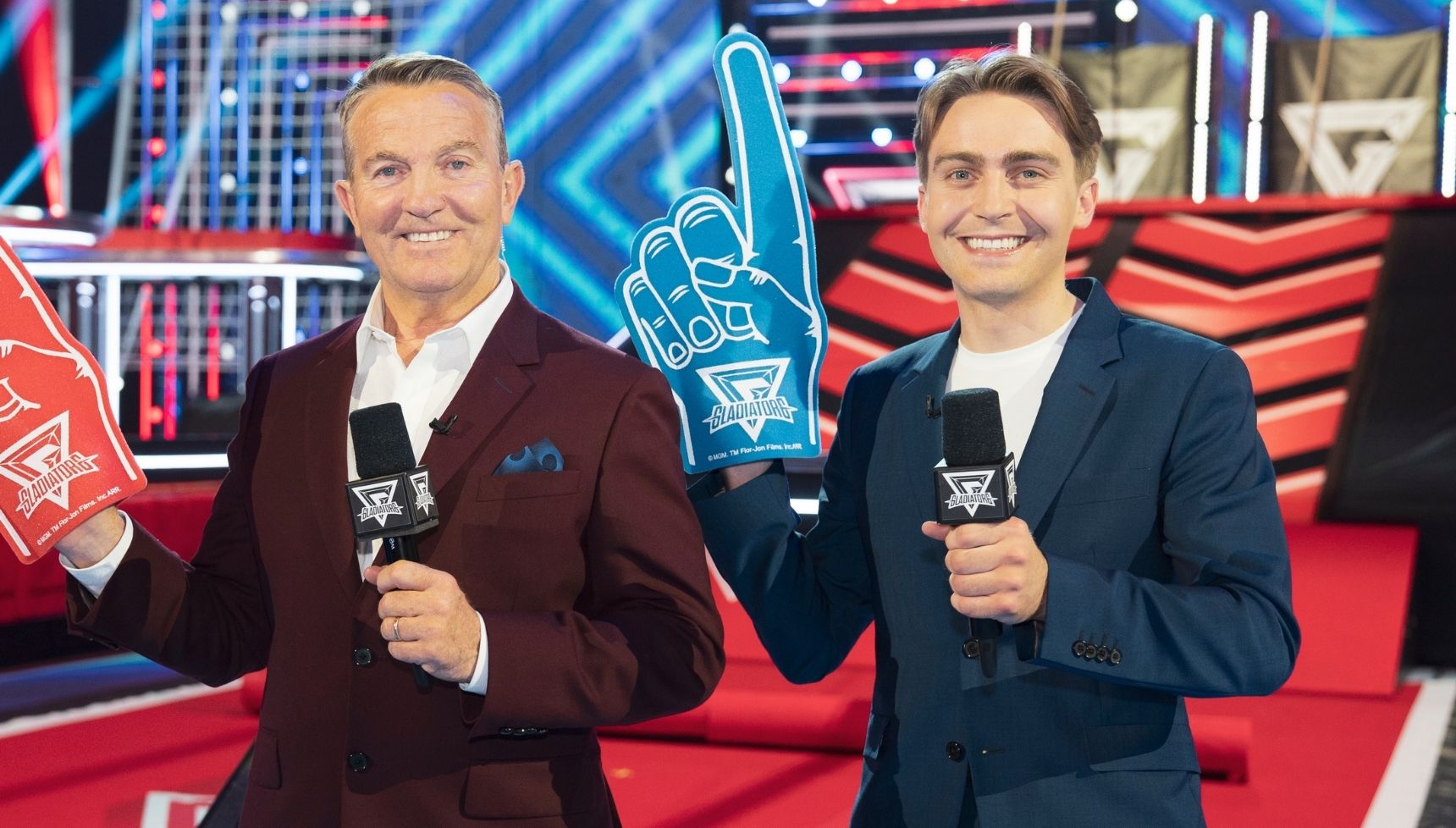 Bradley and Barney Walsh on Gladiators
