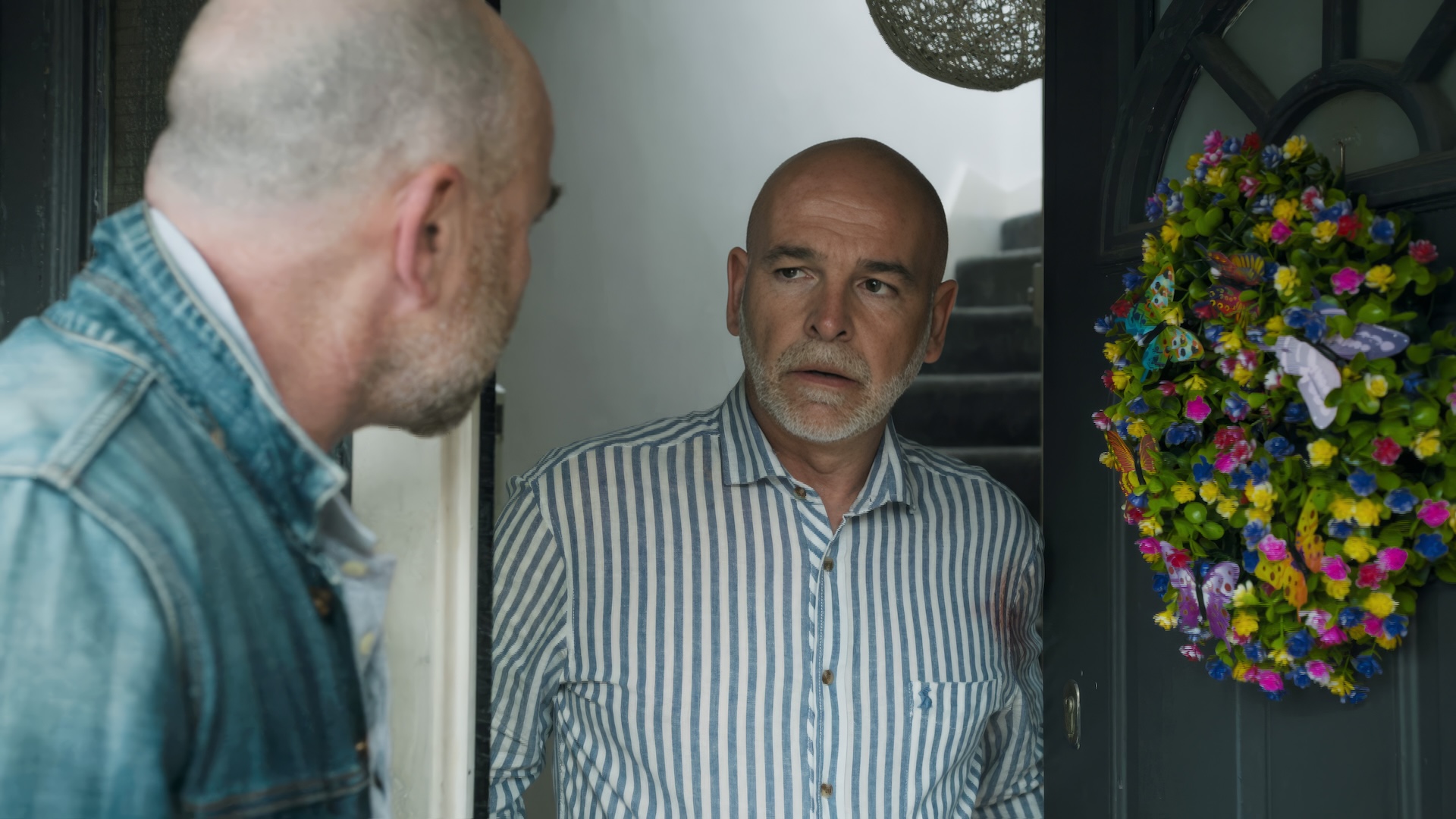Tim at Richie's door step in Coronation Street