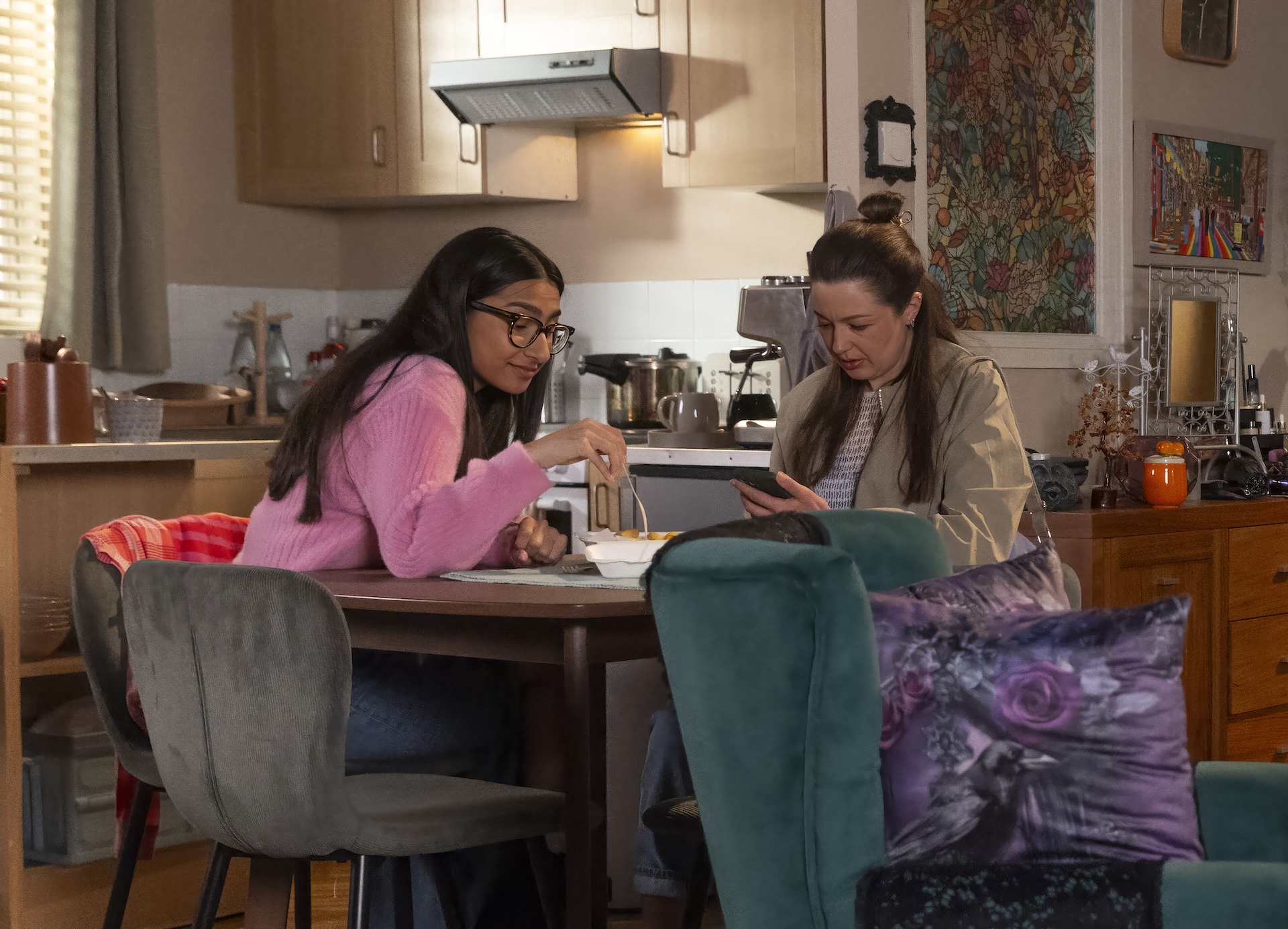 Asha and Sienna at the table