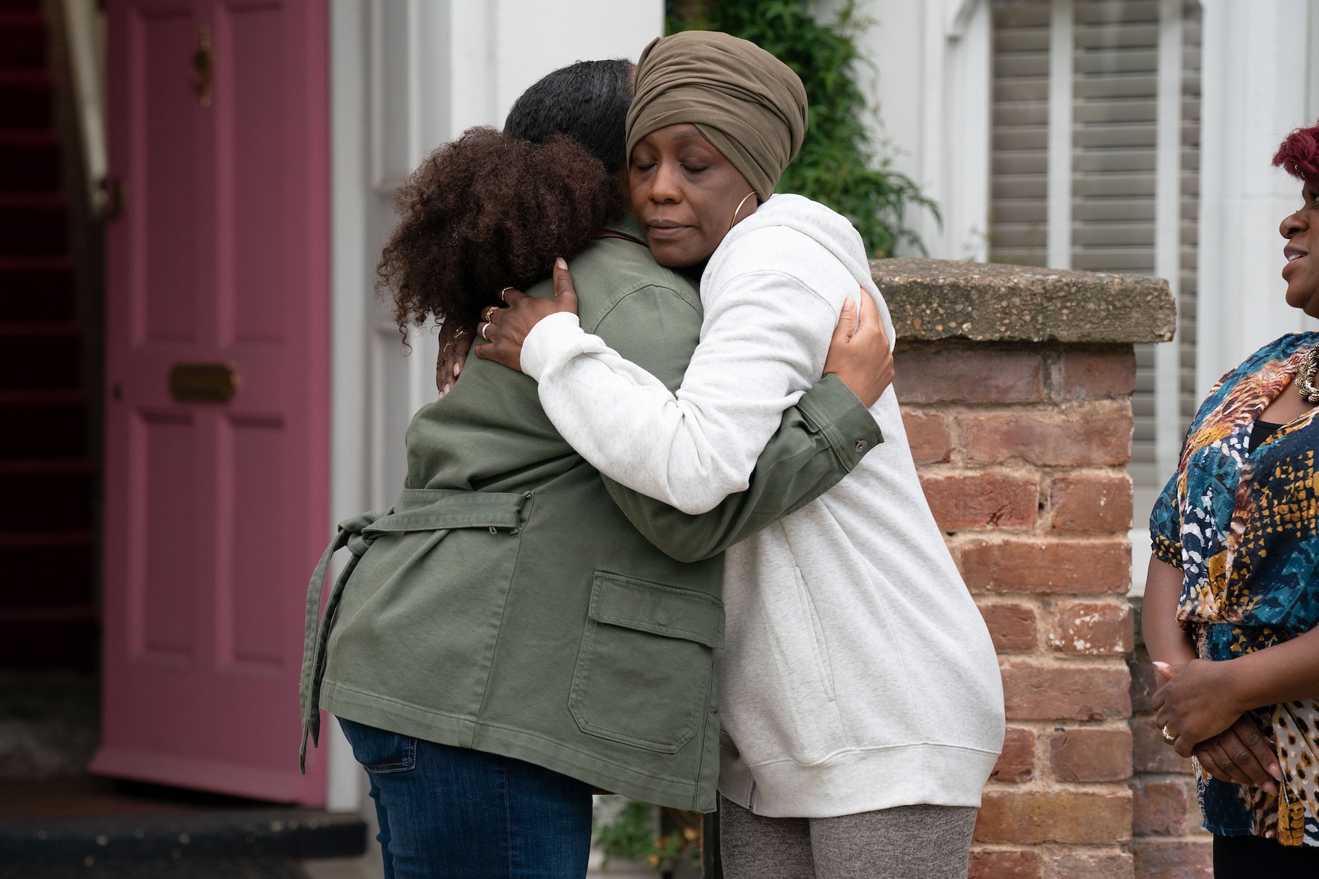 Libby hugging Denise in EastEnders