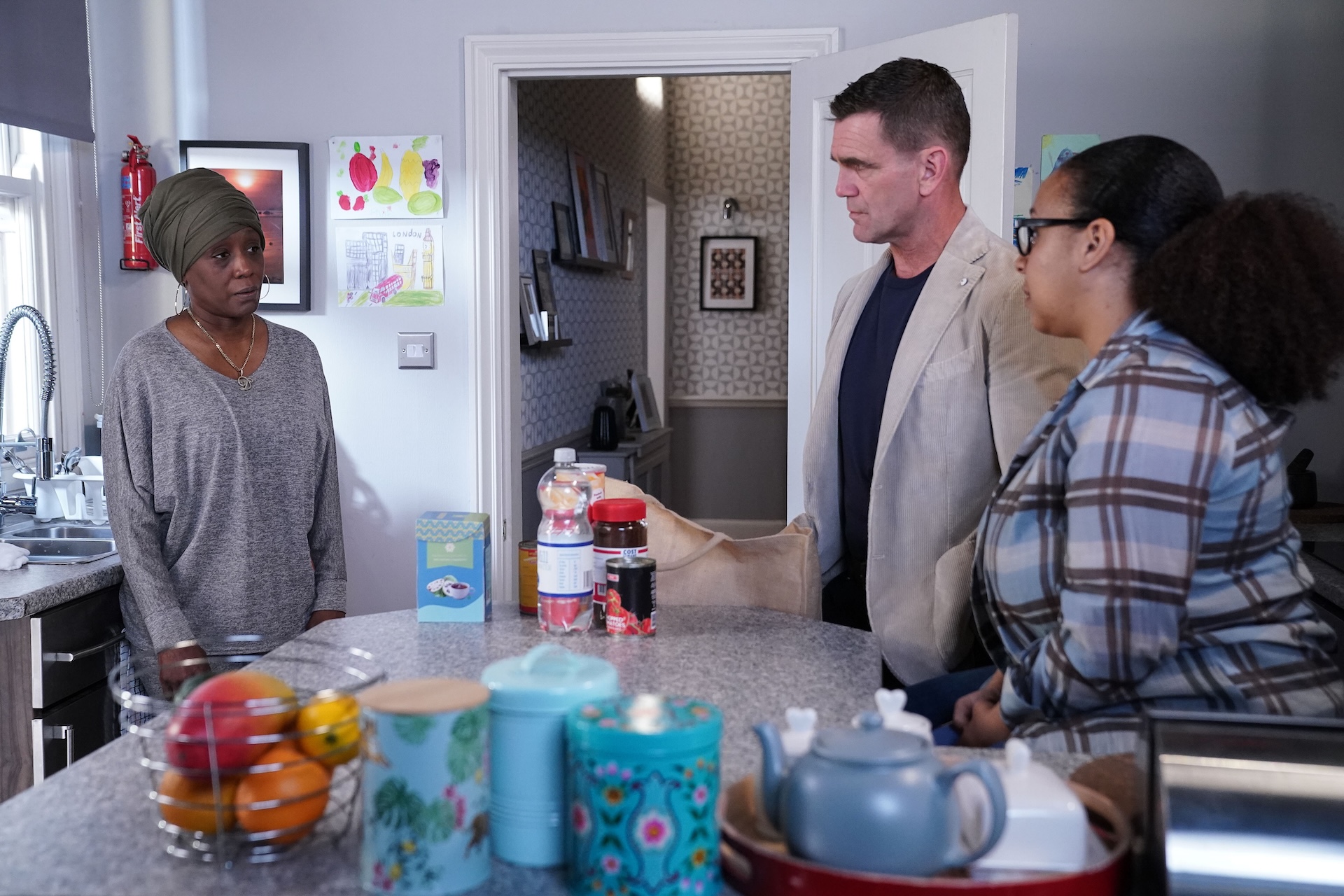 EastEnders' Denise talking to Jack and Libby