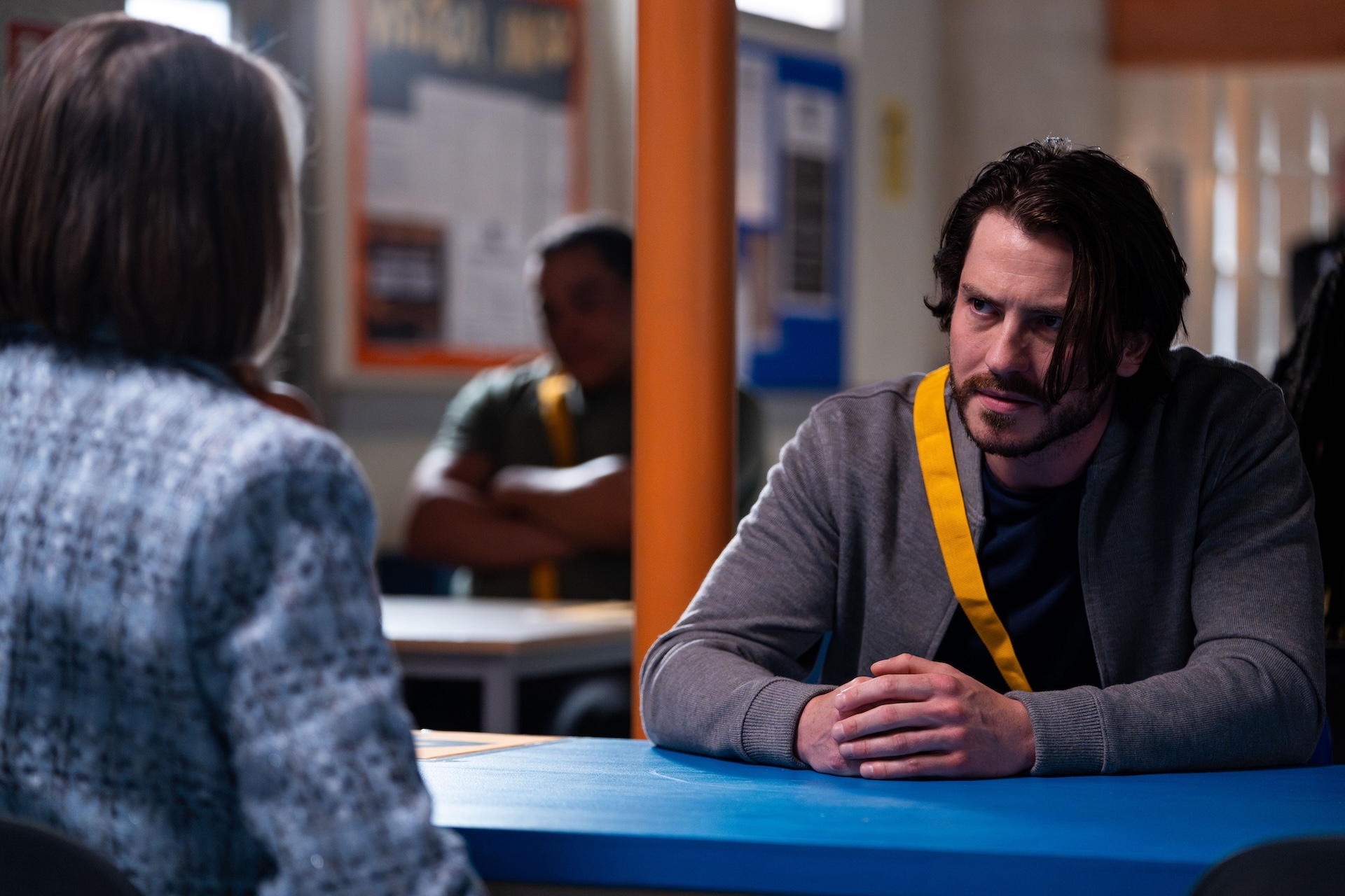 Gray talking to Sheila in prison in EastEnders 