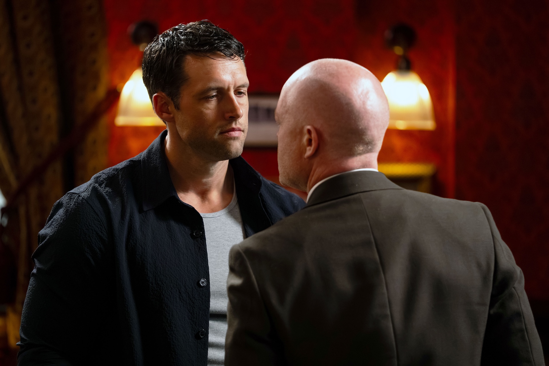 Mark and Max angry in EastEnders