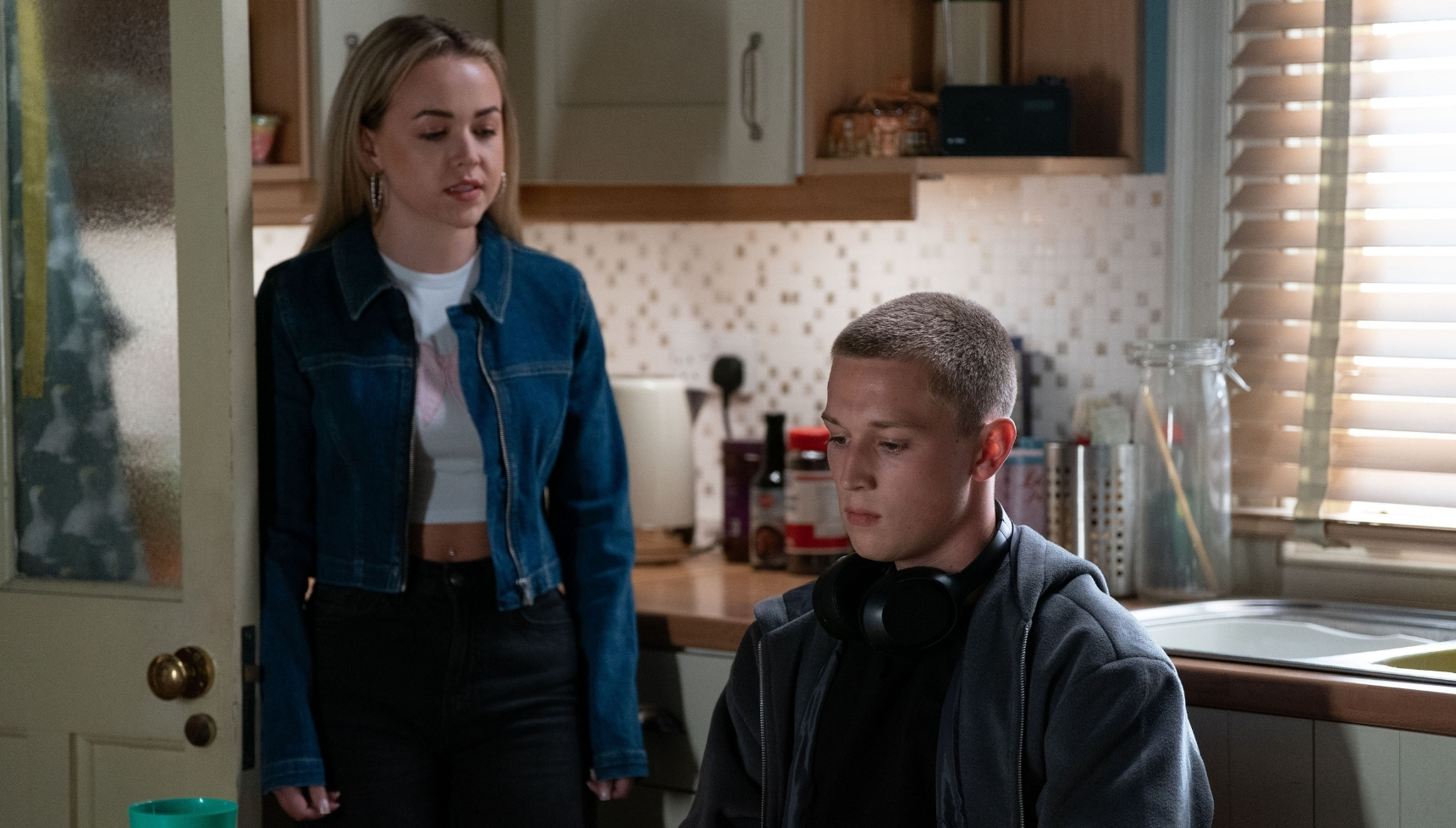 Amy talking to Joel in EastEnders