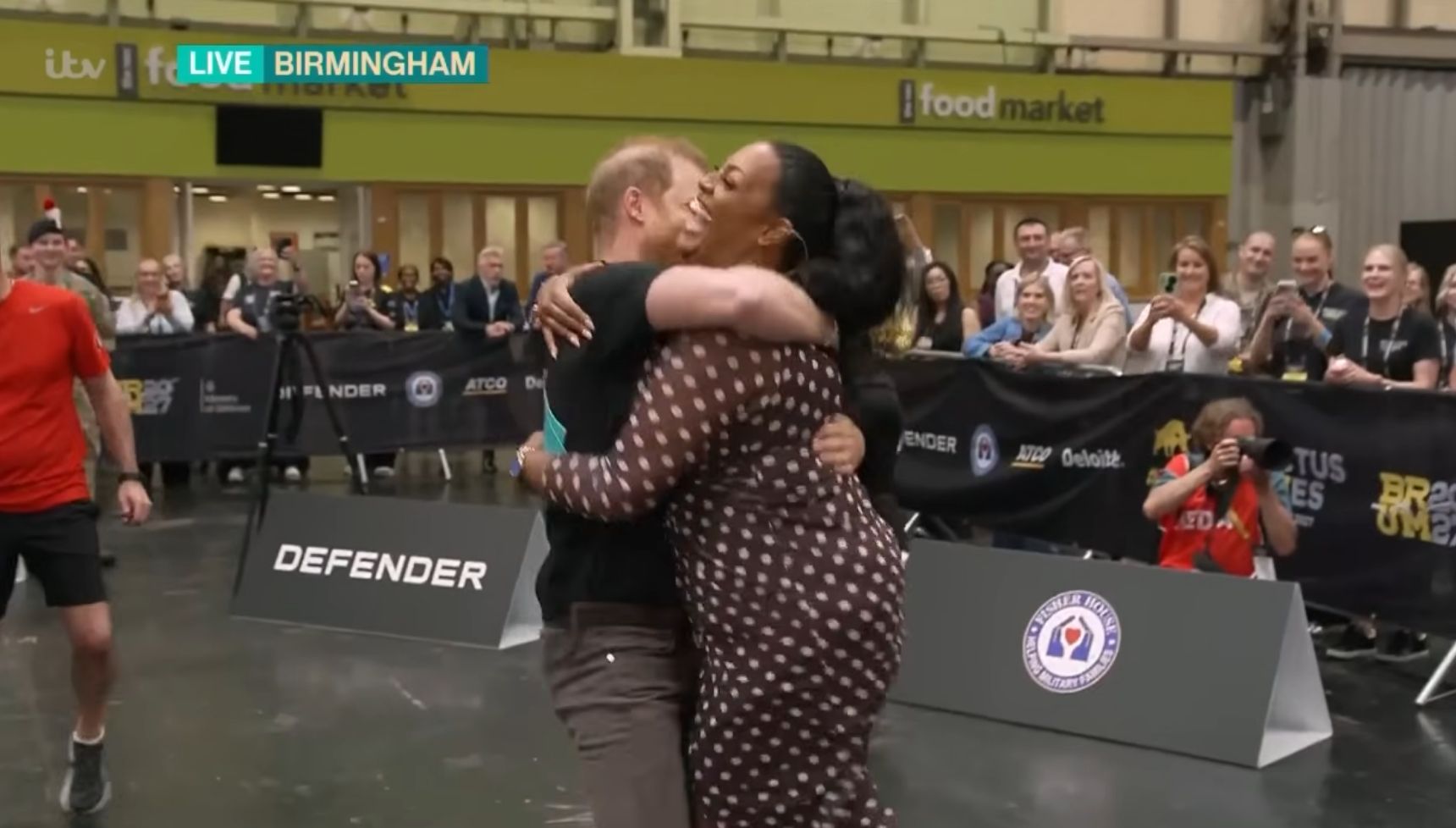 Alison Hammond hugging Prince Harry on This Morning