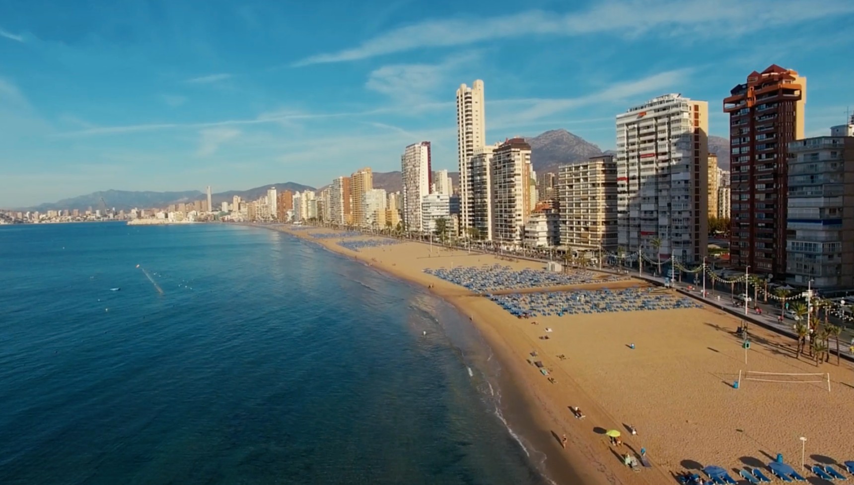 High-rise skyline along Levante Beach in Benidorm, Spain