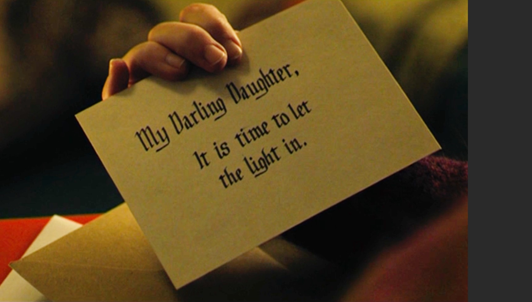 Lucy's father leaves sinister message in card in The Dark