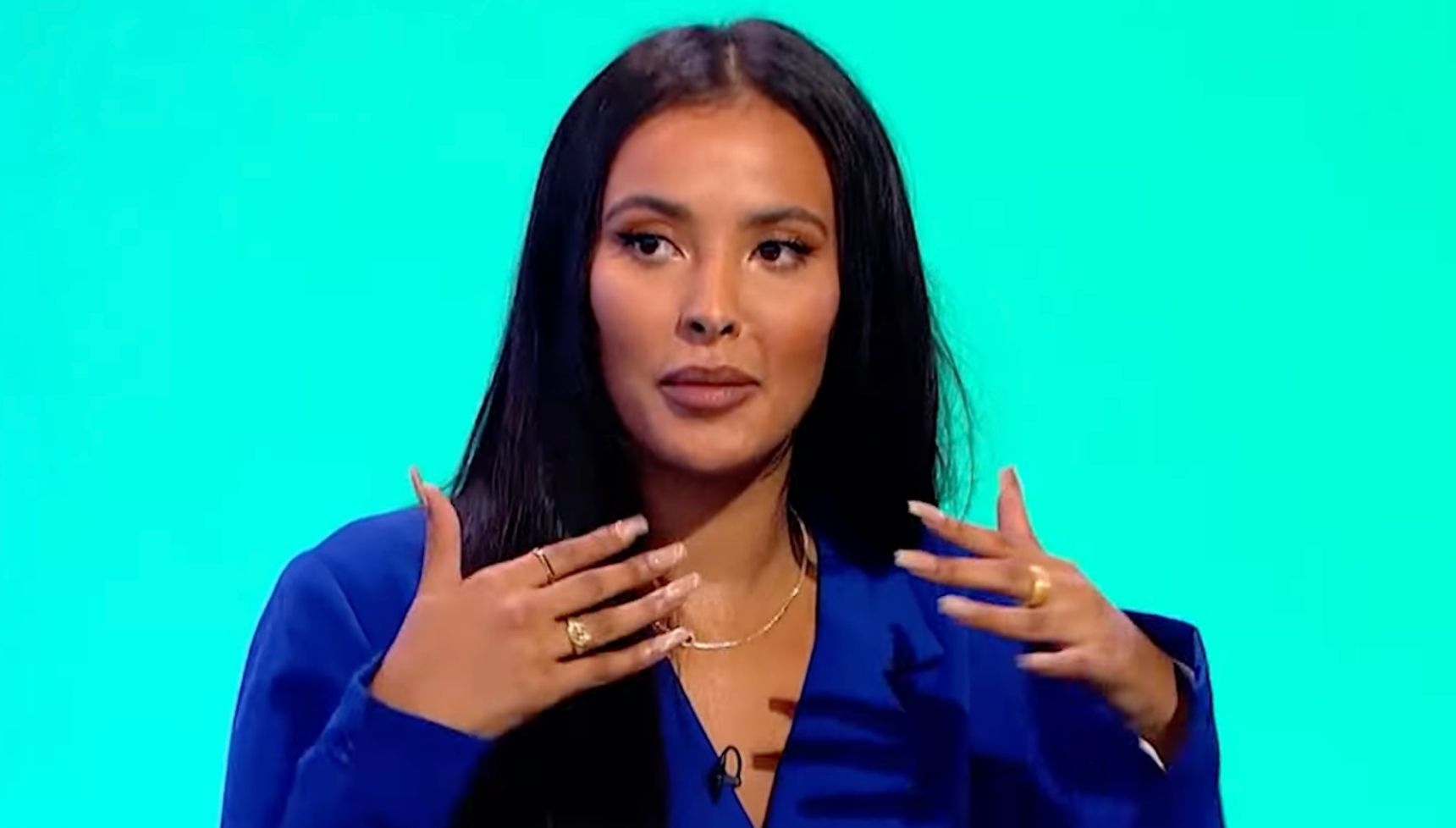 Maya Jama blue top