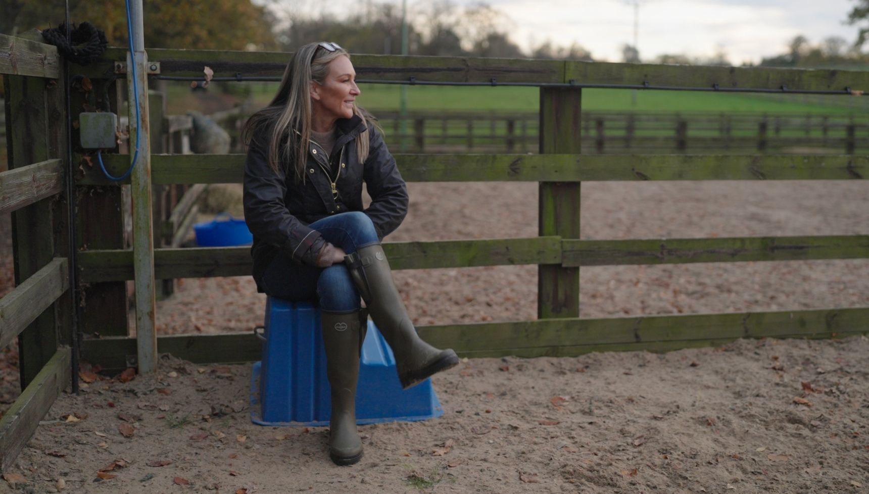 Louise Owen in muddy field