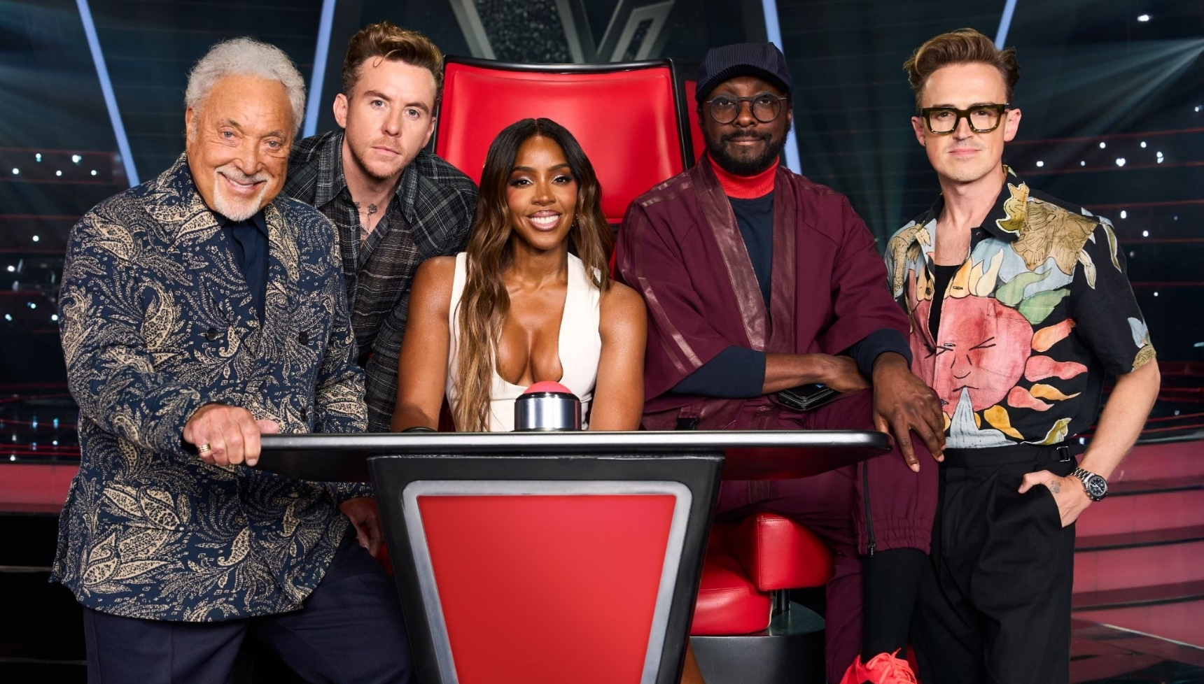 Tom Jones, Danny Jones, Kelly Rowland, will.i.am and Tom Fletcher on The Voice UK