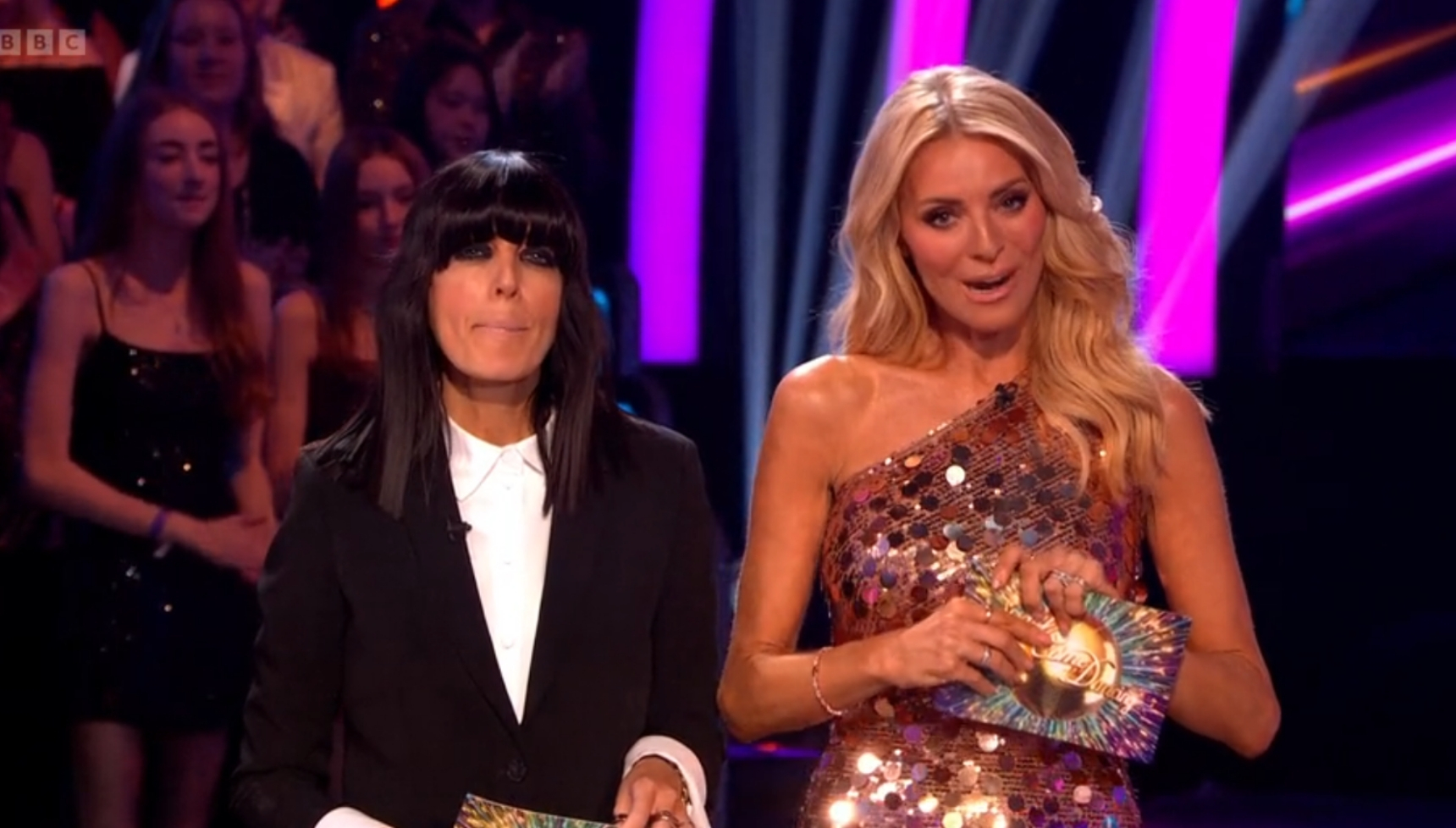 Claudia Winkleman and Tess Daly on Strictly Come Dancing