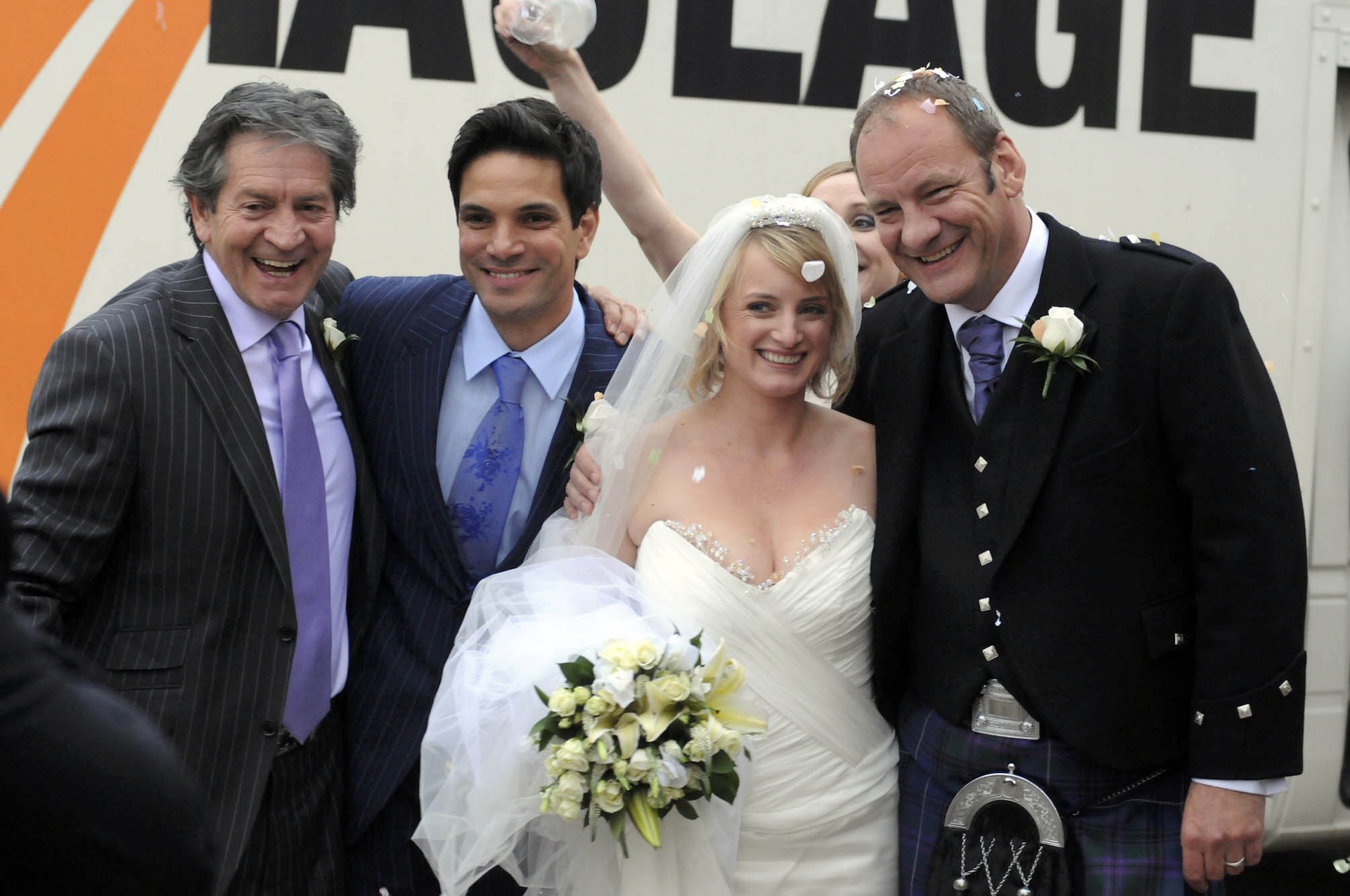 Nicola and Jimmy eventually made it to their wedding in Emmerdale (Credit: ITV/Shutterstock)