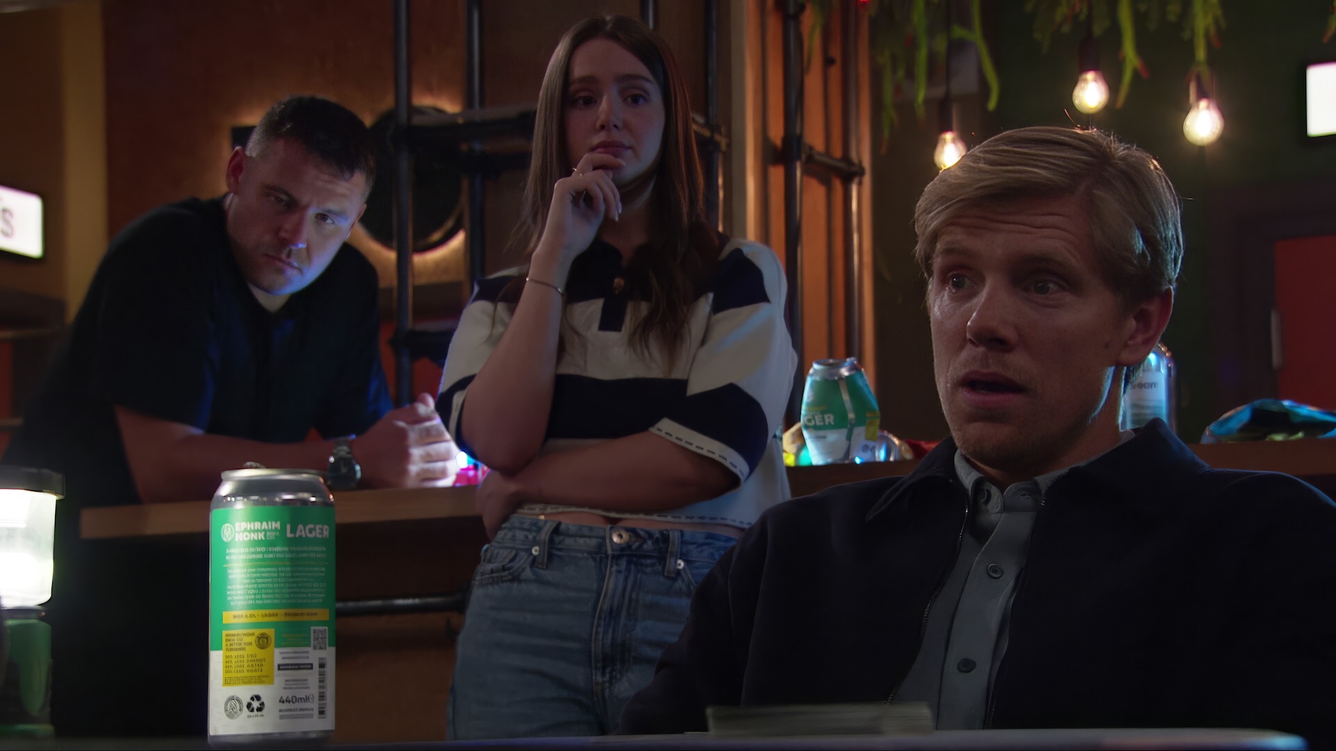 Sarah Aaron and Robert during the poker match in Emmerdale