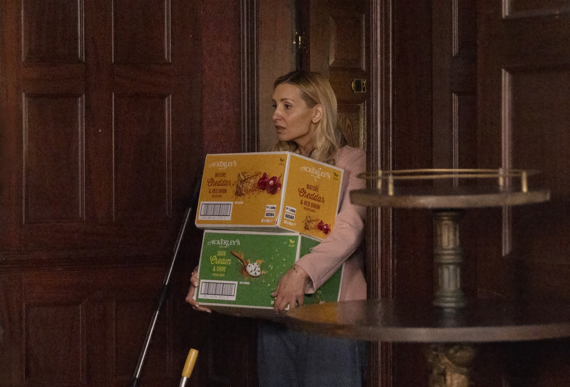 Eva is attacked while alone in the pub today (Credit: ITV)