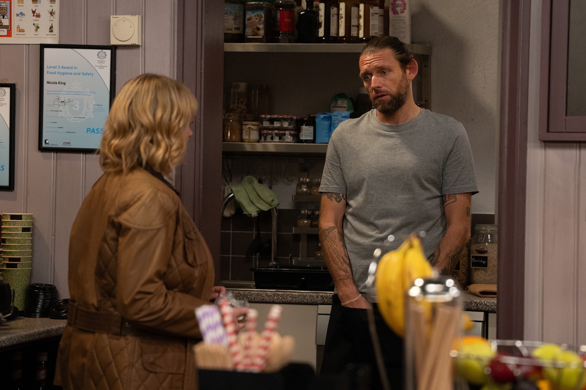 Kev is fearful Nicola will be angry at him in Emmerdale spoilers (Credit: ITV)
