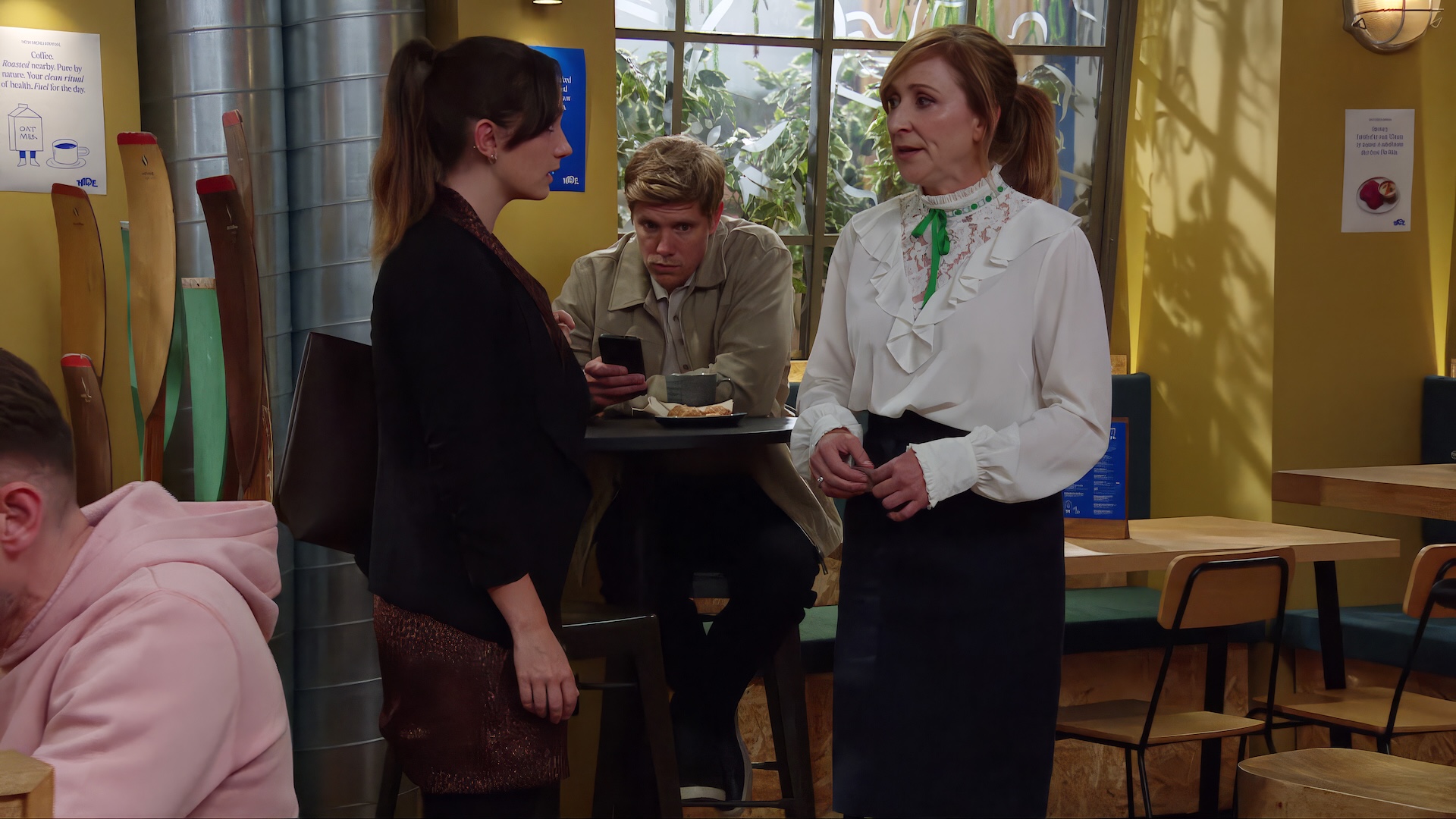 Robert watches Laurel and Gabby's fallout in Emmerdale