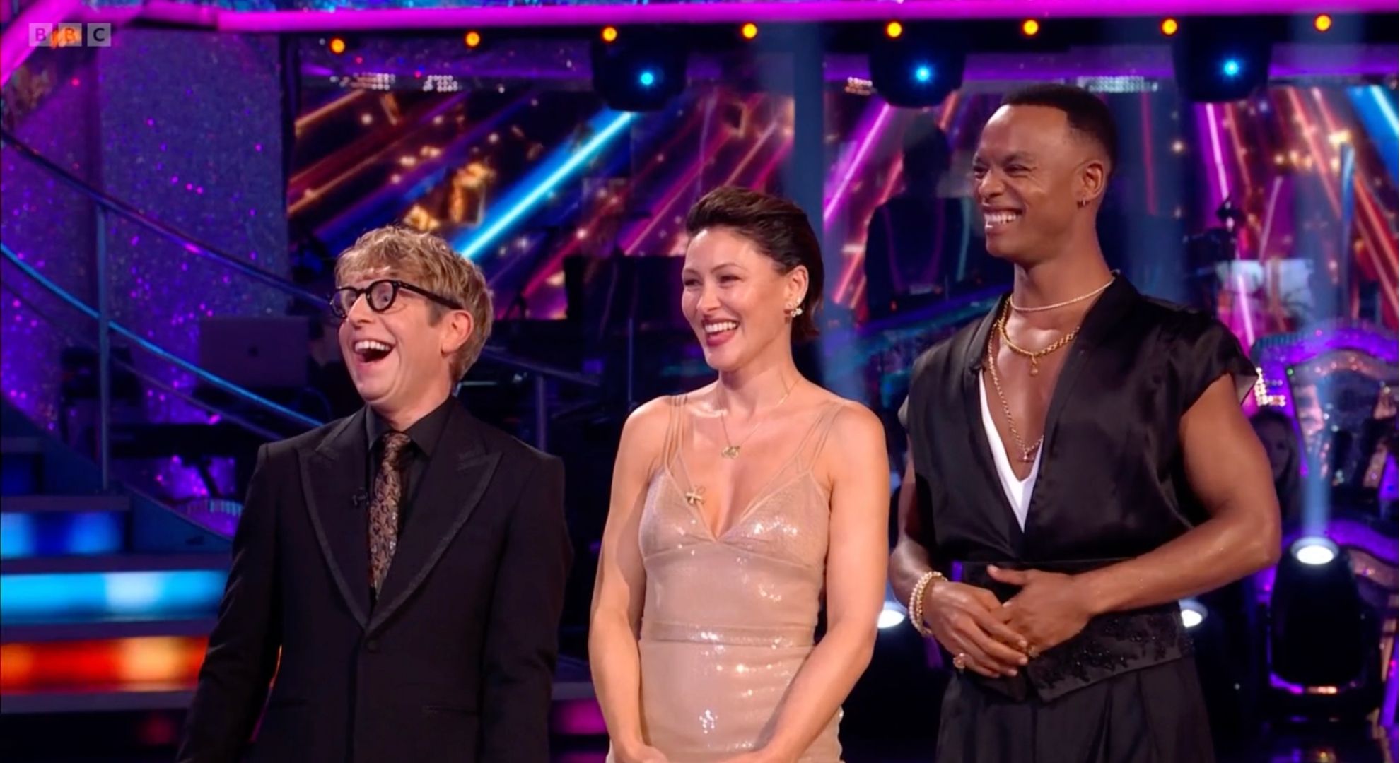 Josh Widdicombe, Emma Willis, Johannes Radebe on Strictly