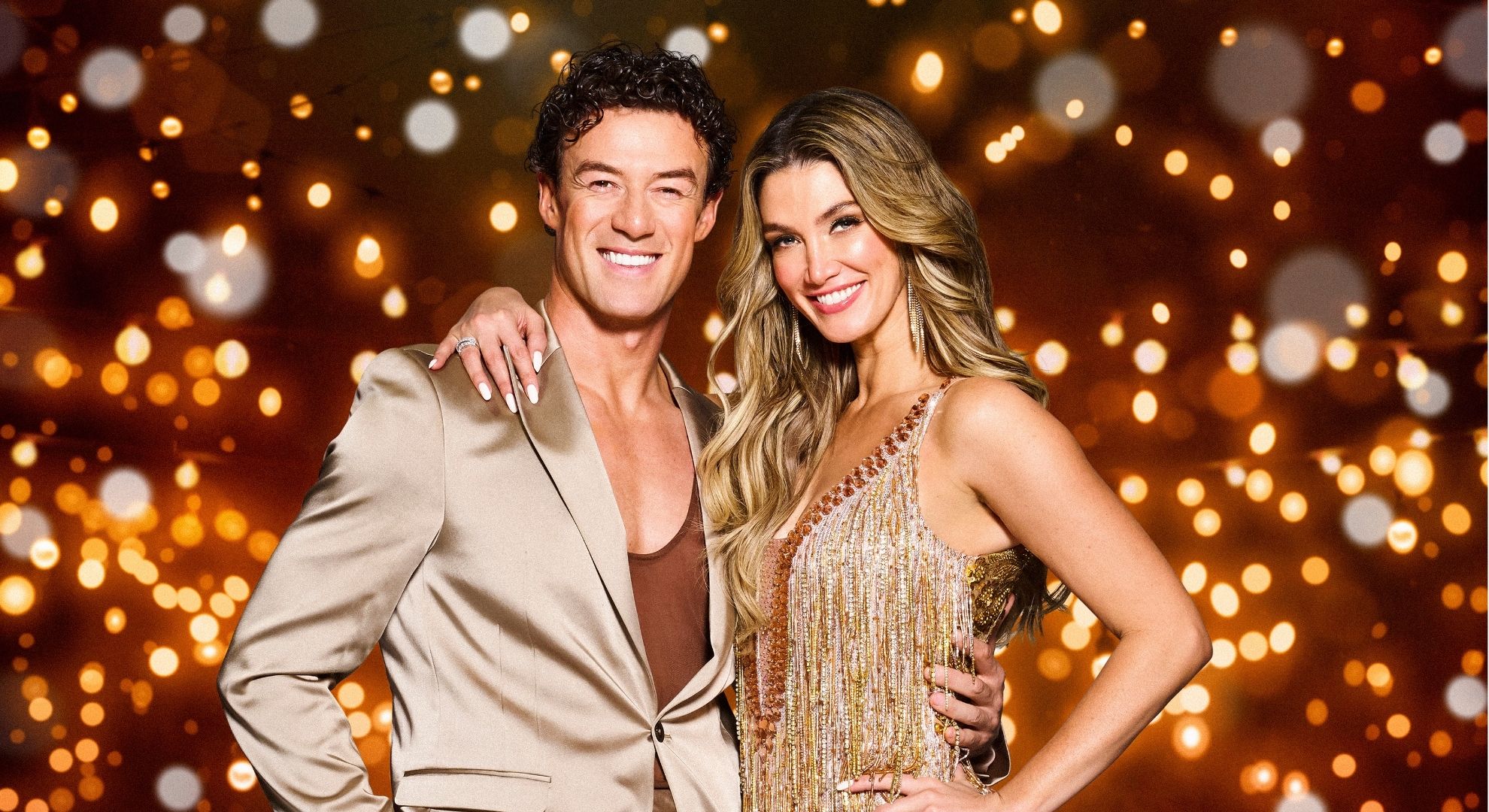 Kai Widdrington and Delta Goodrem in a Strictly promo shot