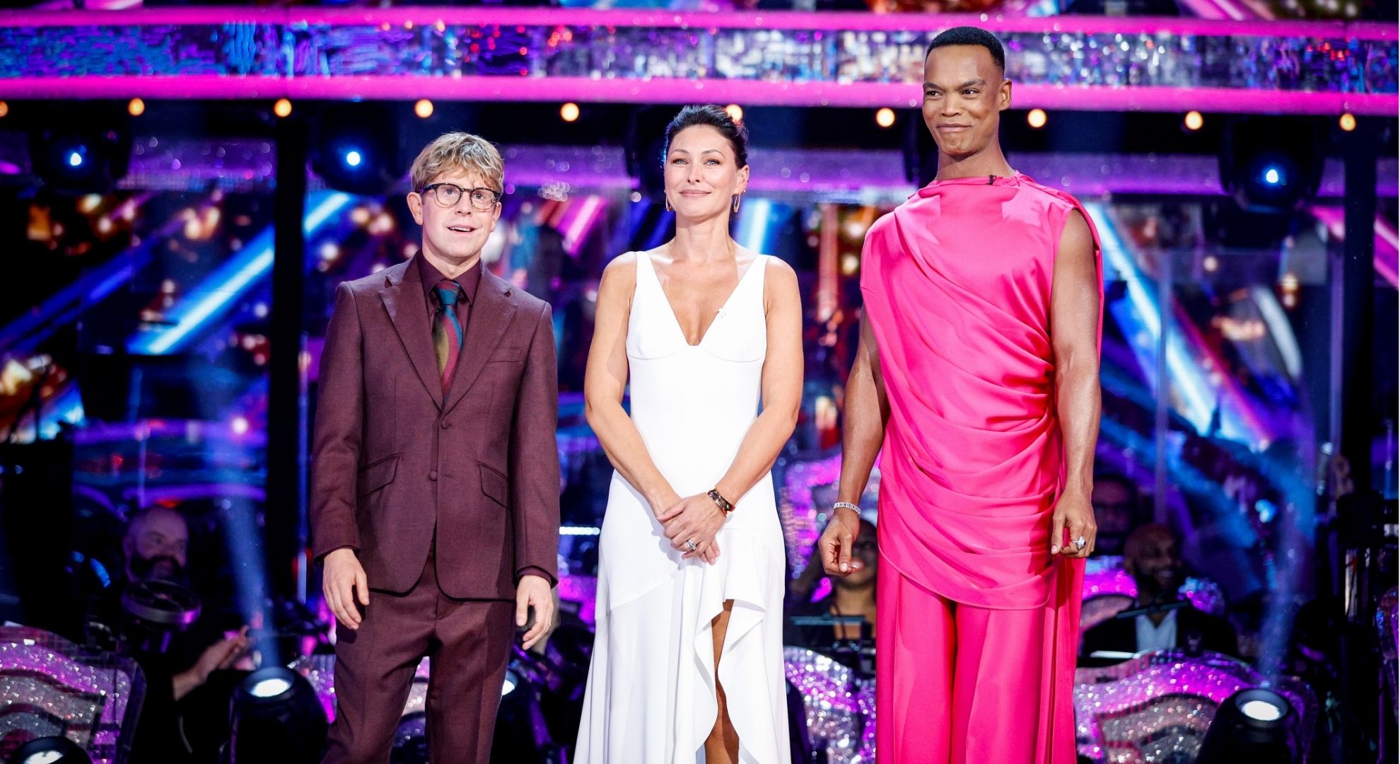 Josh Widdicombe, Emma Willis, and Johannes Radebe on Strictly