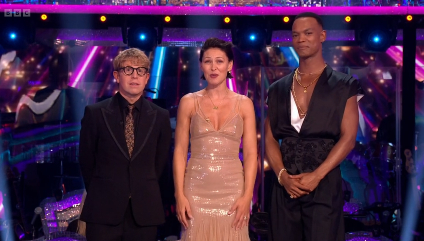 Josh Widdicombe, Emma Willis and Johannes Radebe on Strictly