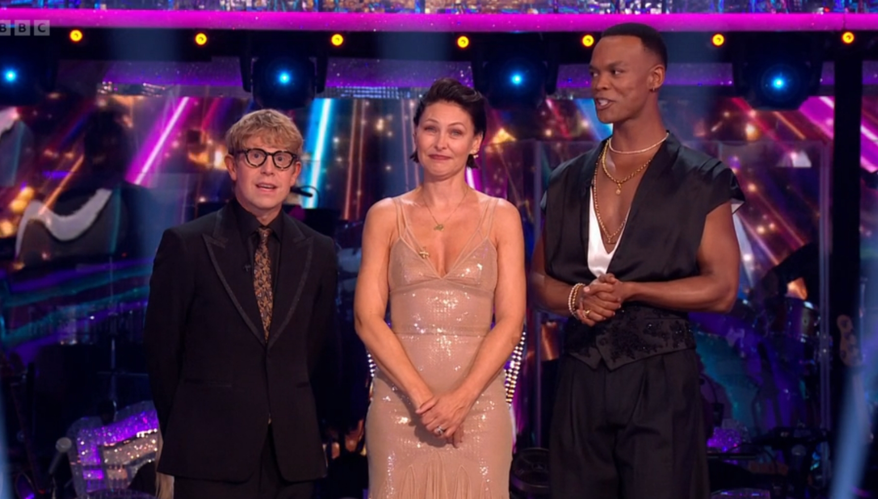Josh Widdicombe, Emma Willis and Johannes Radebe on Strictly