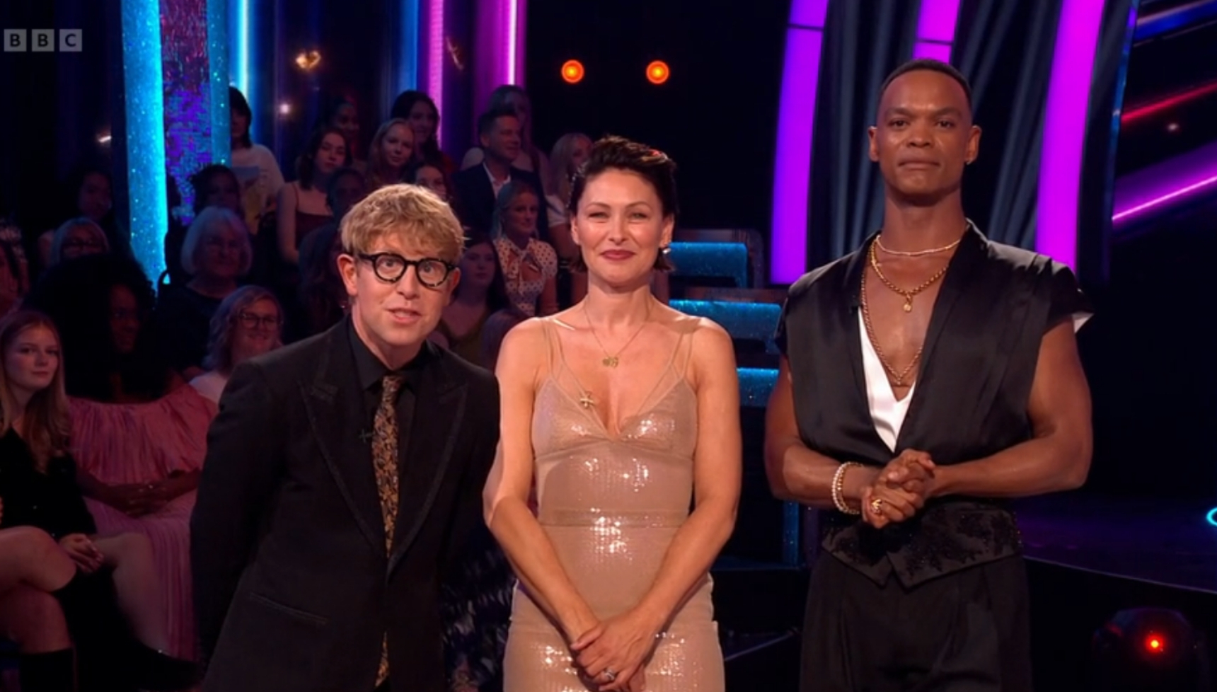 Josh Widdicombe, Emma Willis and Johannes Radebe on Strictly