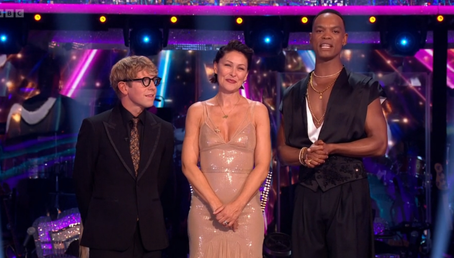 Josh Widdicombe, Emma Willis and Johannes Radebe on Strictly