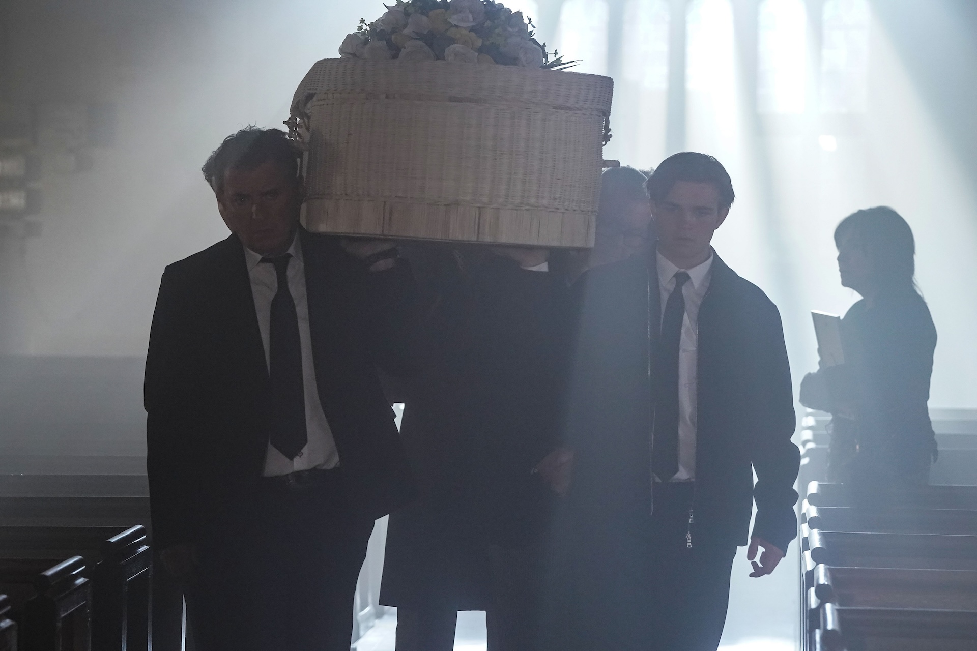 Kat eventually arrives for the funeral in EastEnders spoilers (Credit: BBC)