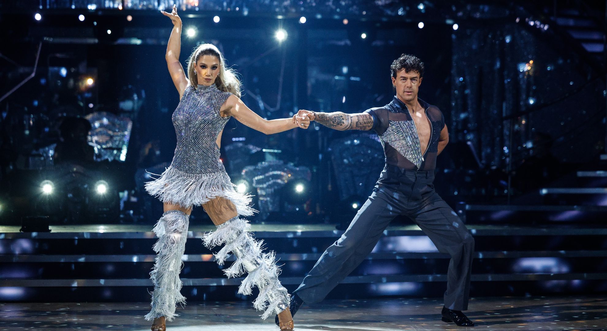 Delta Goodrem and Kai Widdringham performing on Strictly 