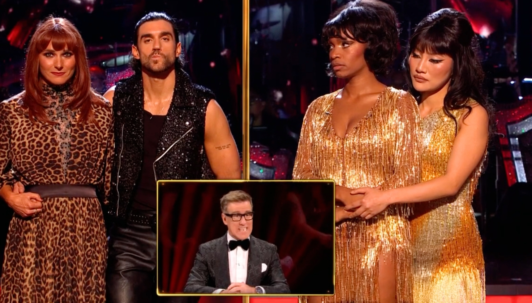 Strictly's Bethany Antonia and Dame Sarah Storey looking anxious in the dance-off
