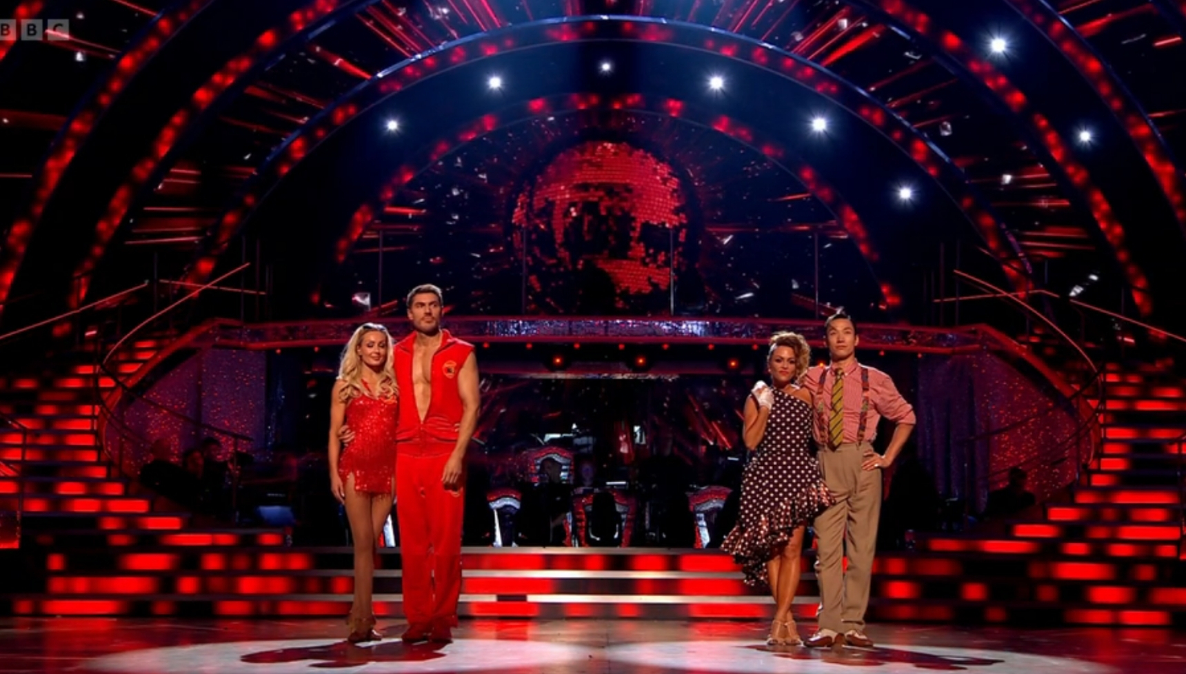 Chris Appleton, Amy Dowden, Jaime Winstone and Carlos Gu in Strictly dance-off