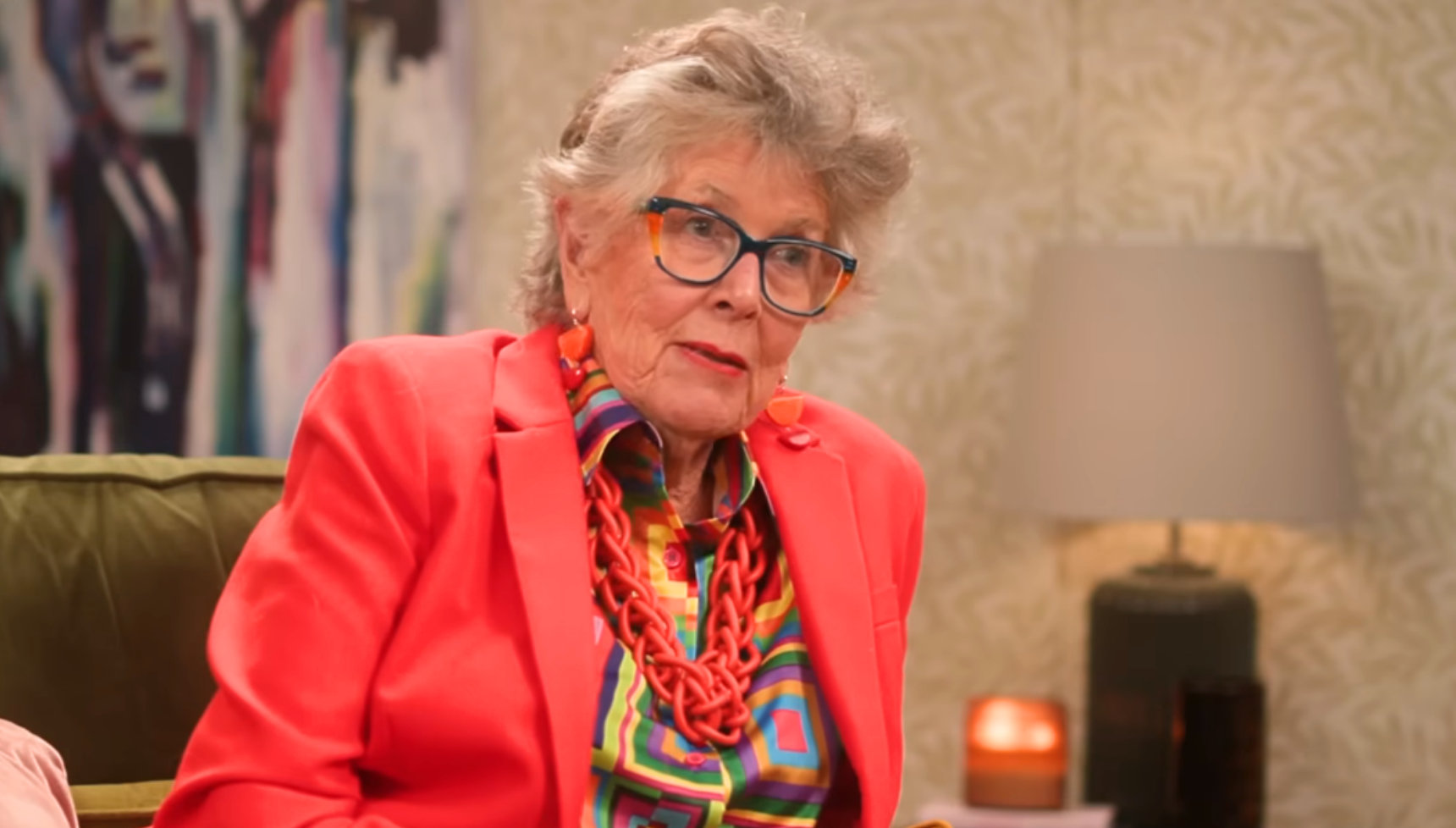 Prue Leith speaking on Davina McCall's podcast Begin Again